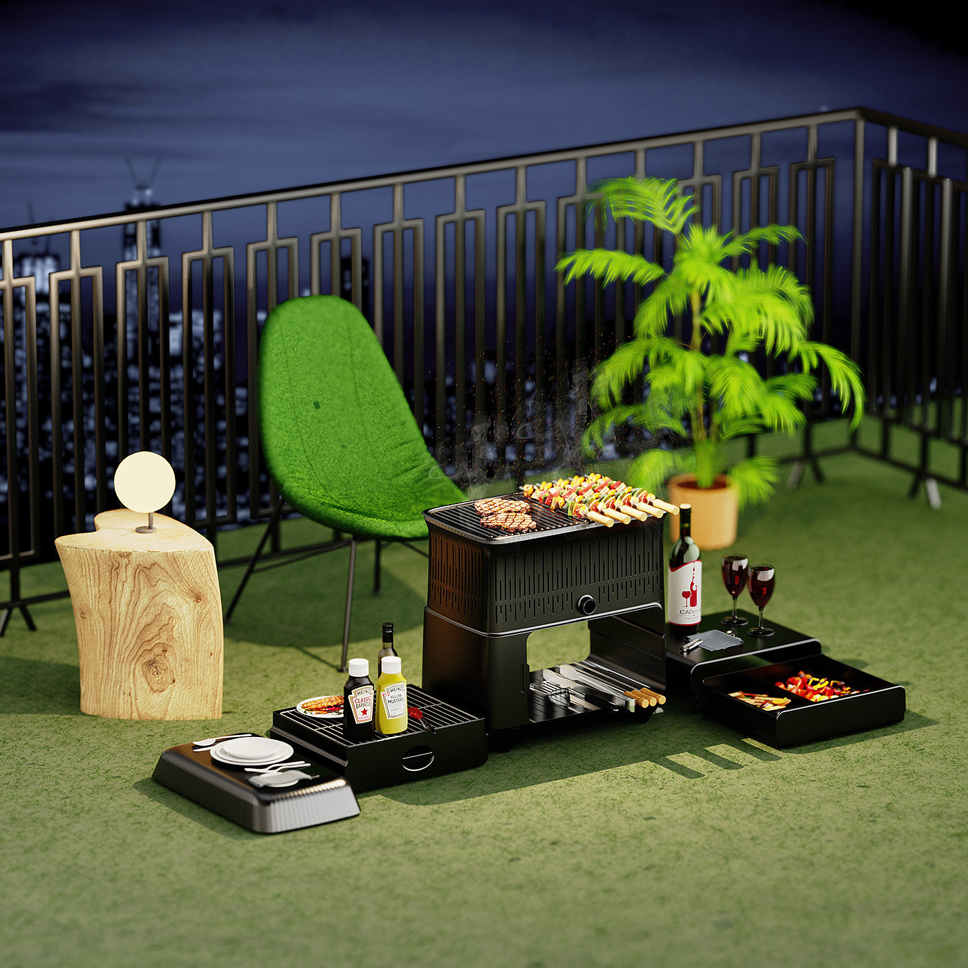 Barbecue set，product design，Appearance design，delicate，