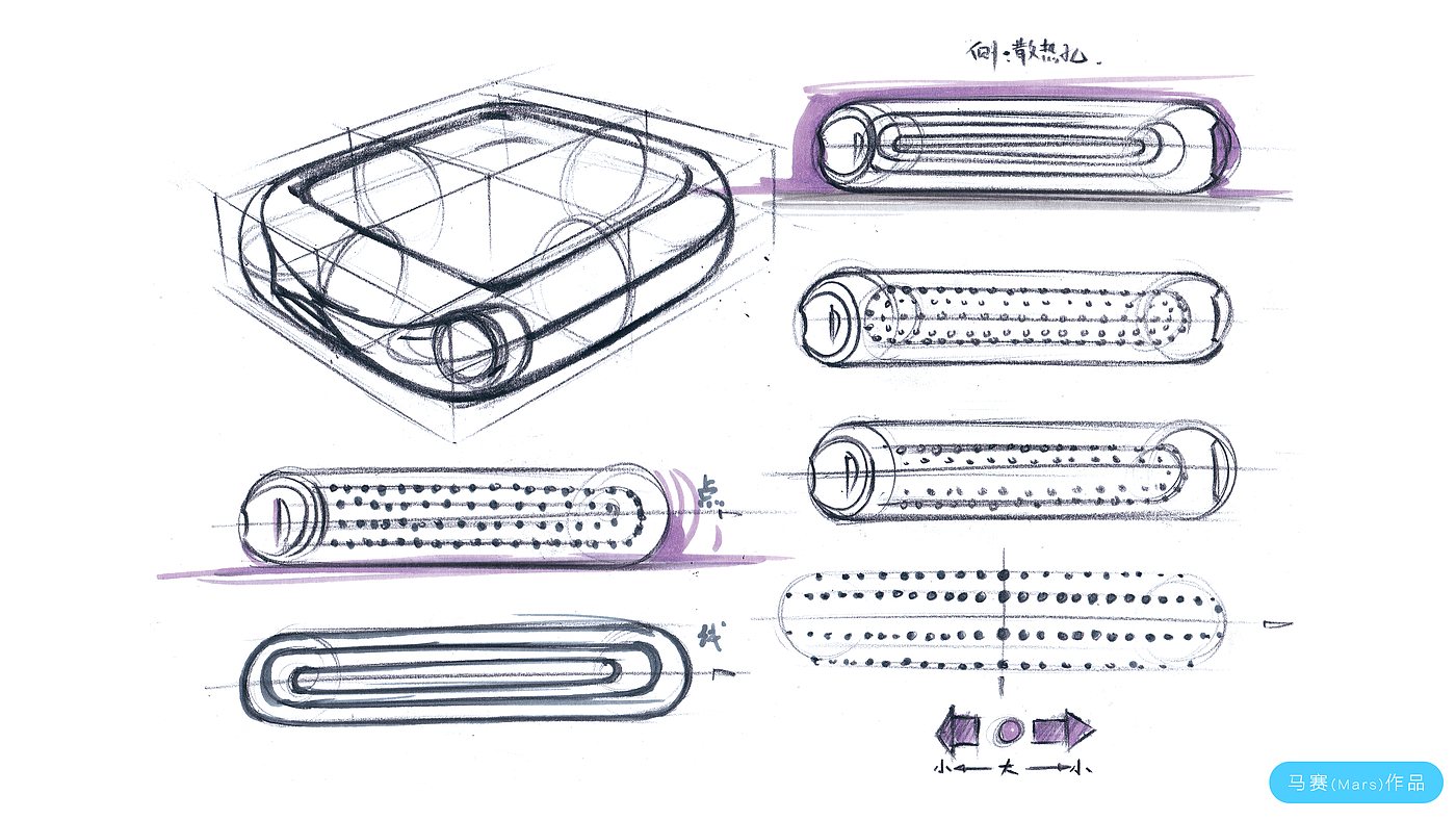 Hand drawn industrial products，Projector，Product renderings，Design Research，Hand drawn products，Hand drawn renderings of products，