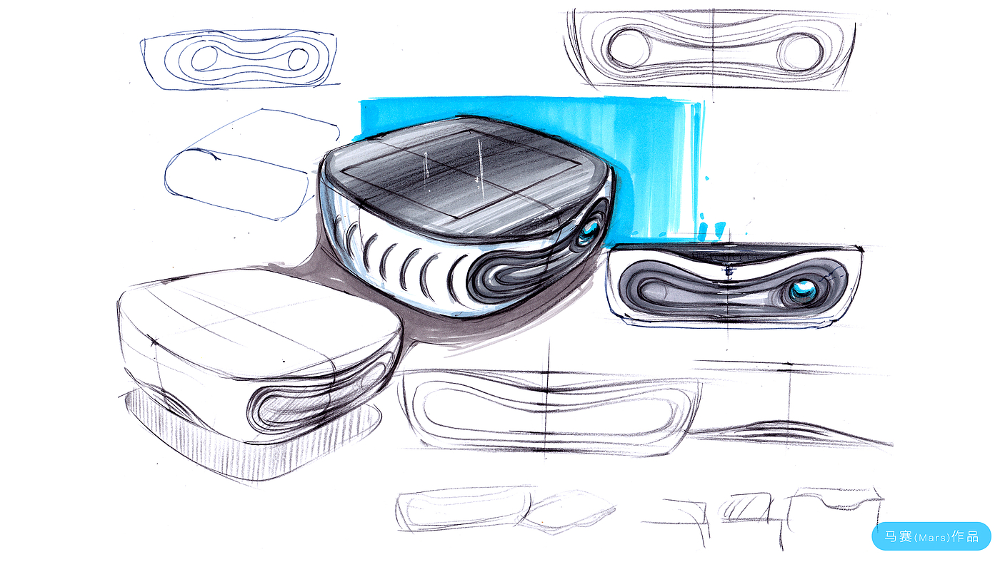 Hand drawn industrial products，Projector，Product renderings，Design Research，Hand drawn products，Hand drawn renderings of products，