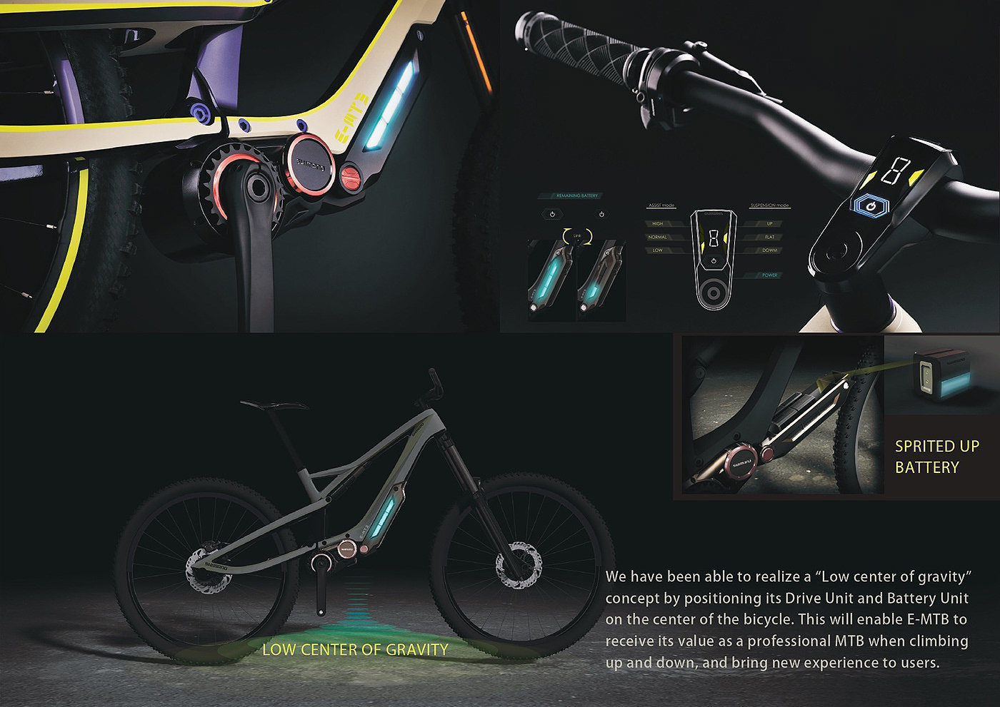 Bicycle，Mountain bike，conceptual design，SHIMANO E-MTB，