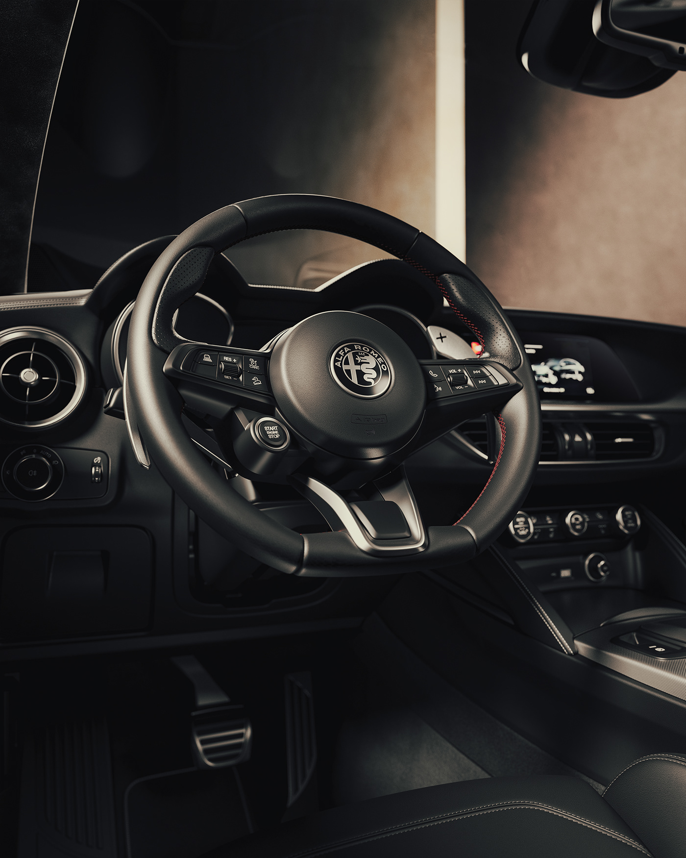 Mateusz Koźbielak，Alfa Romeo Stelvio，CGI rendering，Streamlined design，