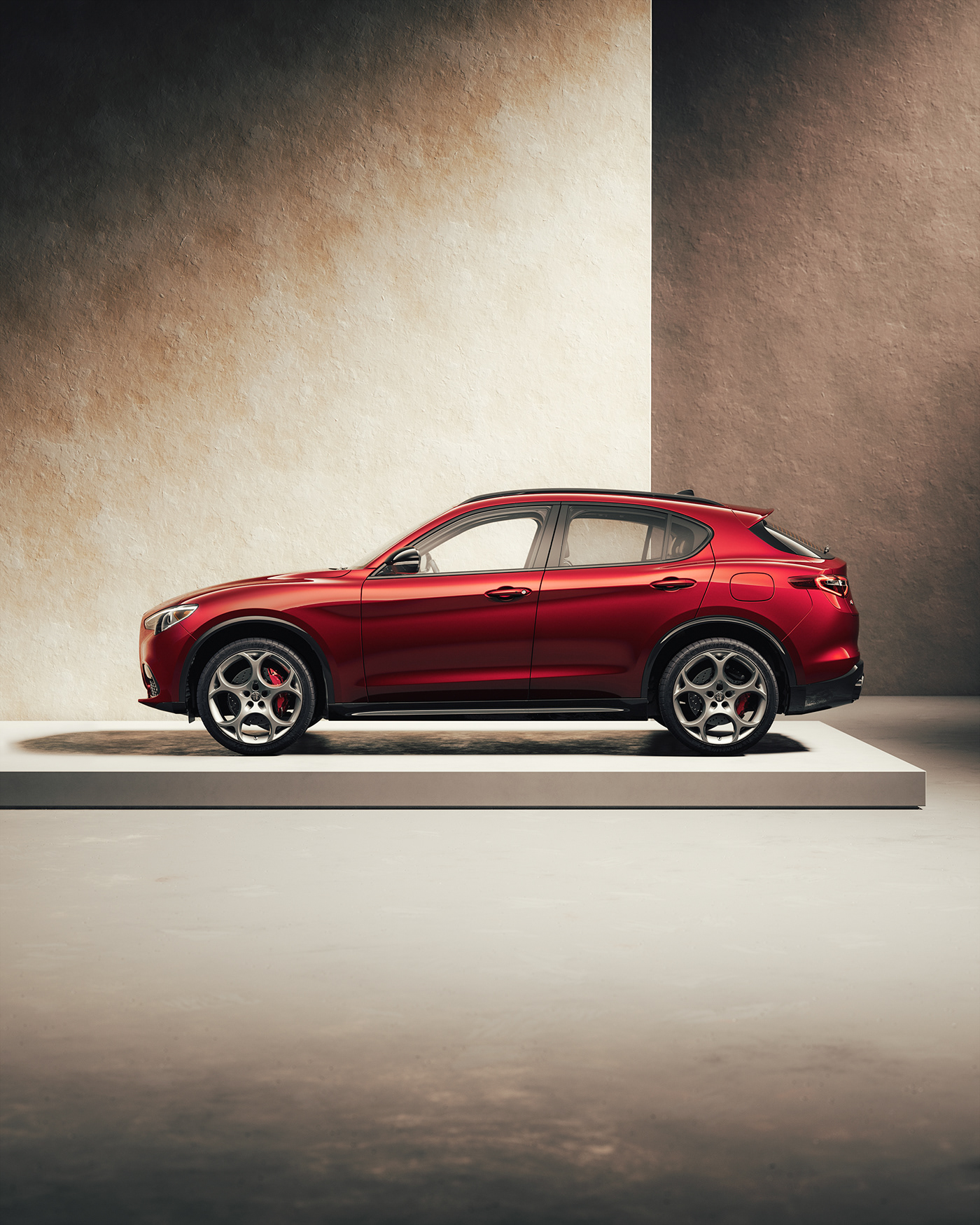Mateusz Koźbielak，Alfa Romeo Stelvio，CGI rendering，Streamlined design，