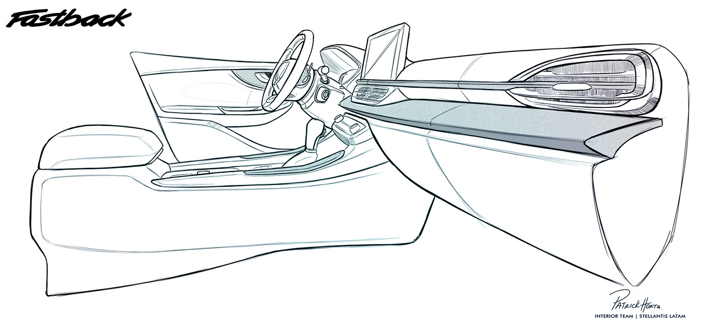 Patrick Horta，Fiat Fastback 2023，conceptual design，Automobile design，Interior design，