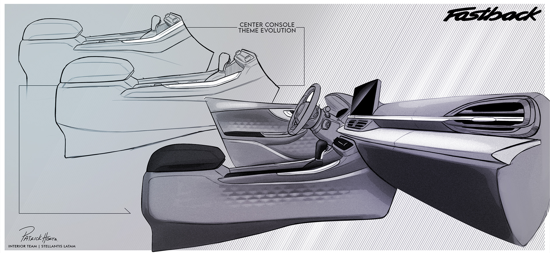 Patrick Horta，Fiat Fastback 2023，conceptual design，Automobile design，Interior design，