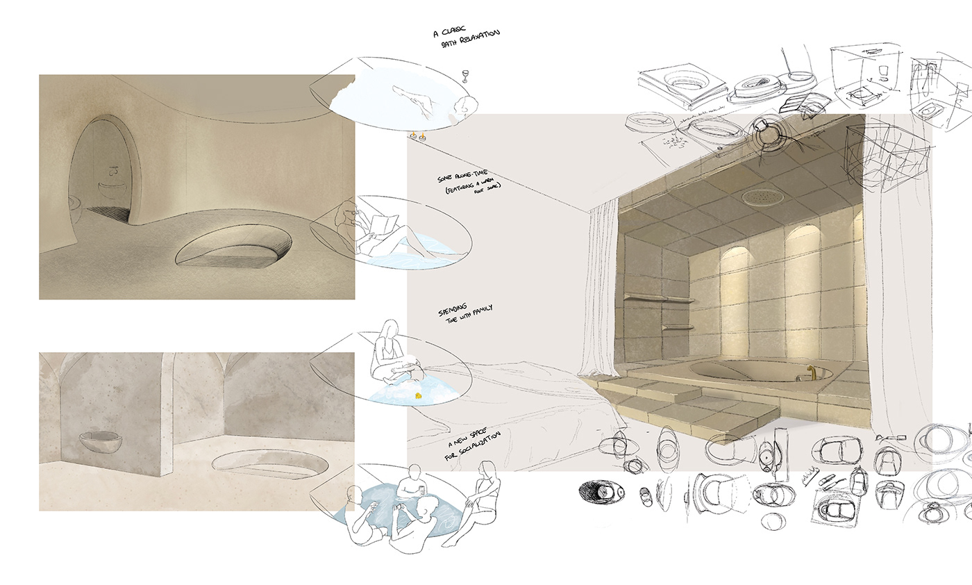 Özge Akça，bathtub，product design，natural，hammam culture in turkey，