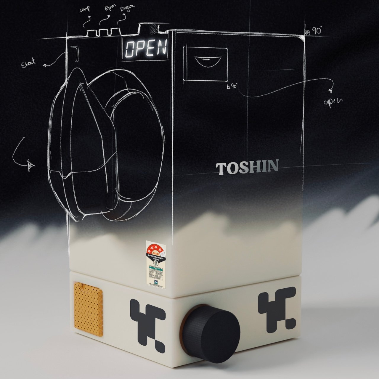 product design，Automatic washing machine，Aesthetic design，Toshin Machine，Retro Futurist Equipment，Intelligent design，Yathin Krishna，
