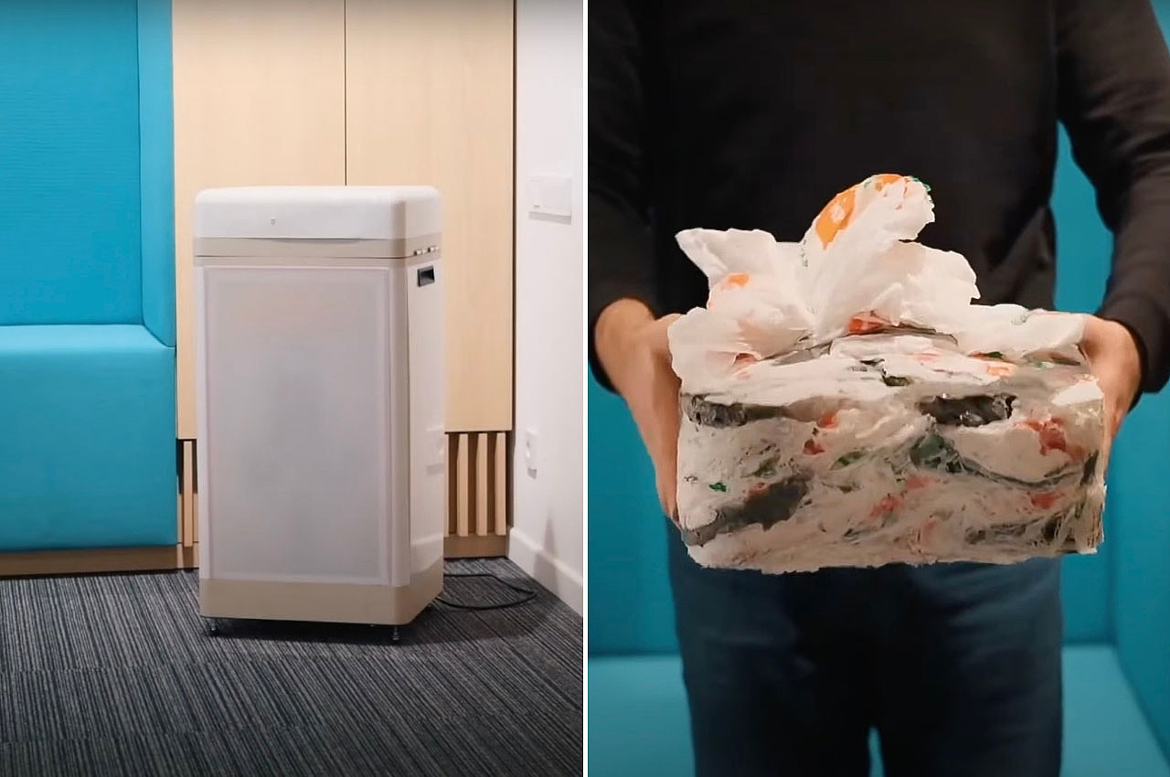 garbage collection，plastic bag，compress，