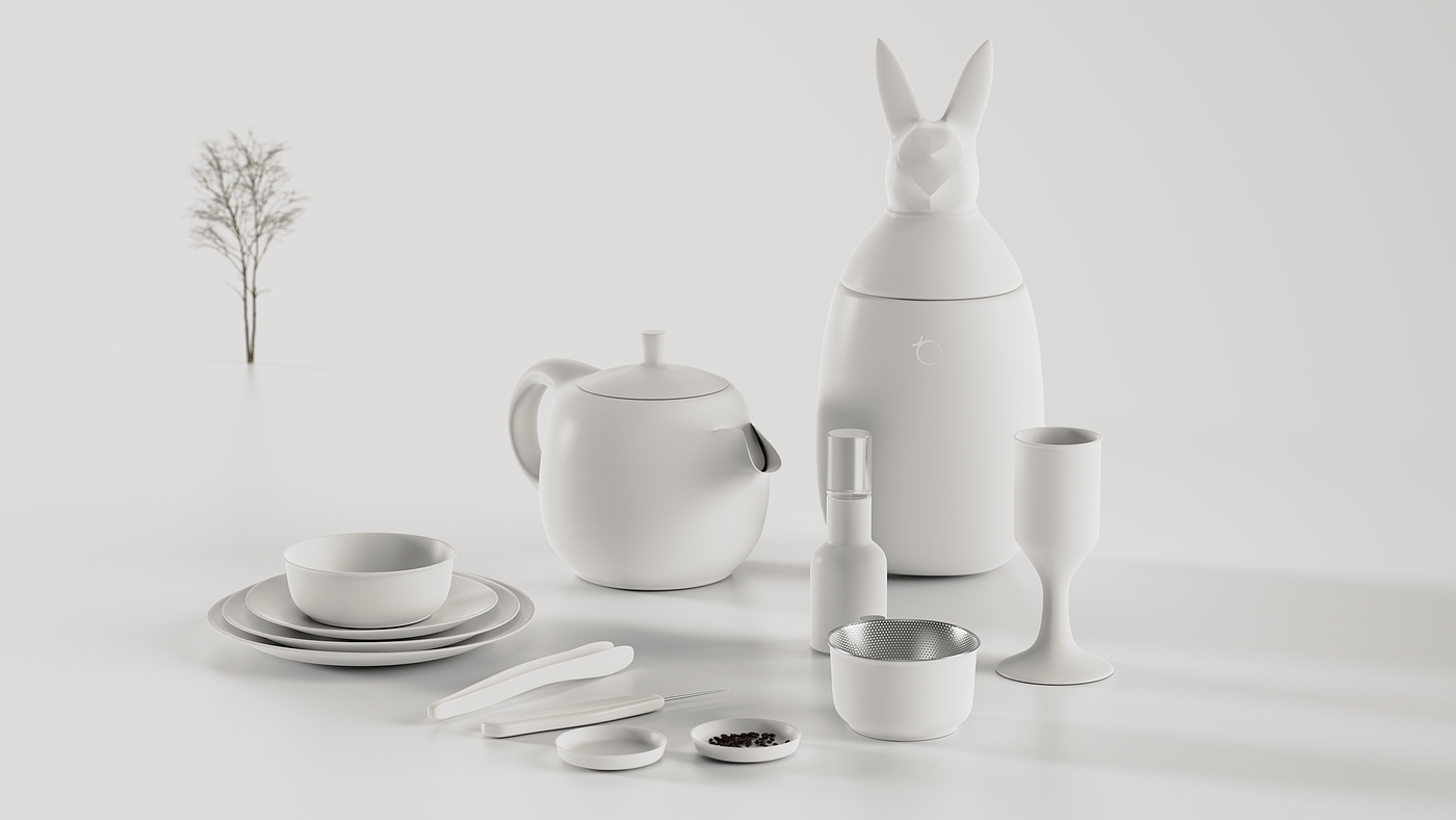 # Tea set design，# Year of Rabbit Theme，