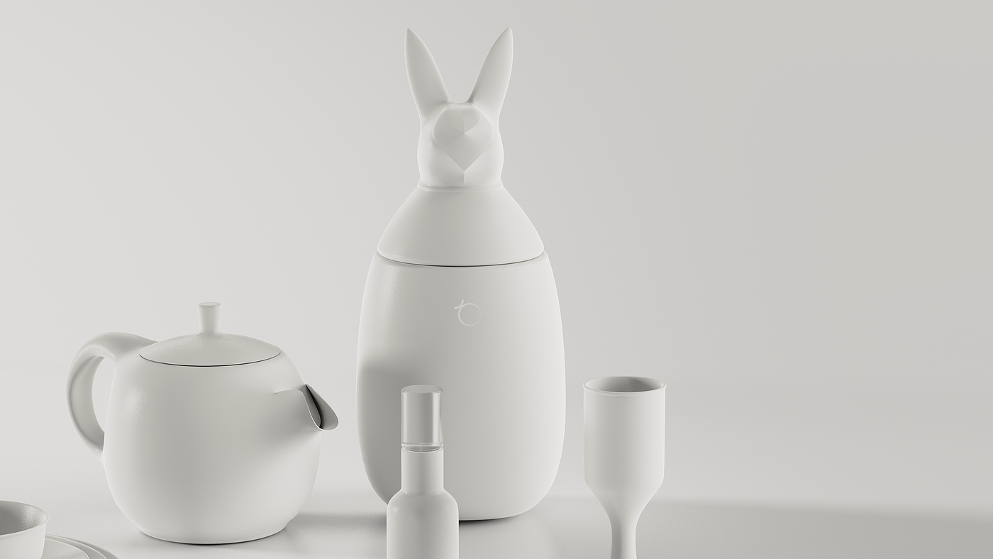 #茶具设计，#兔年主题，