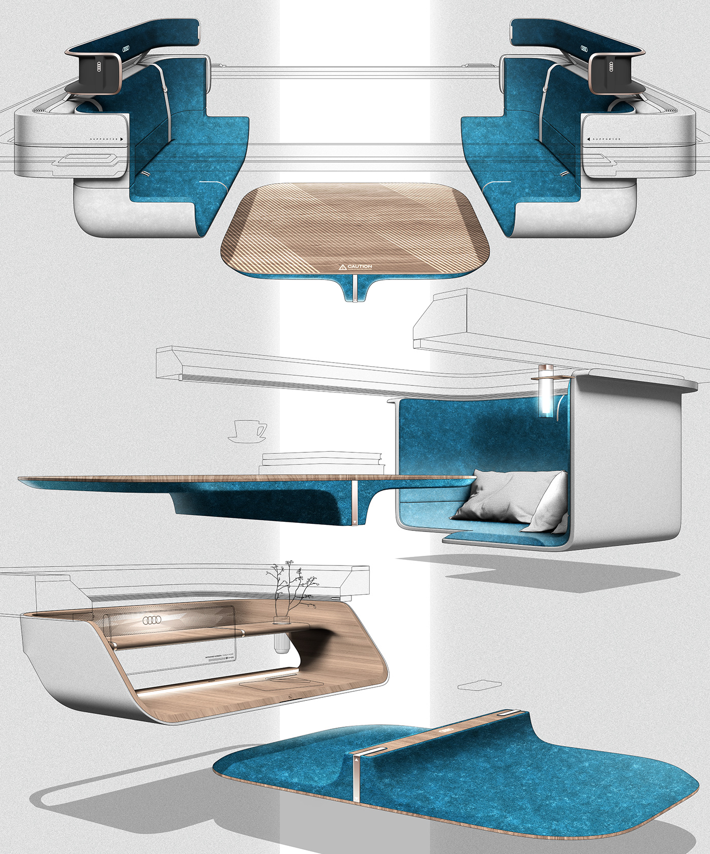 audi，Double decker car，Futurism，conceptual design，