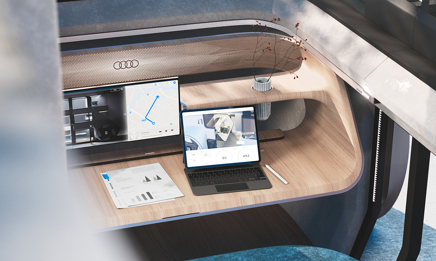 audi，Double decker car，Futurism，conceptual design，