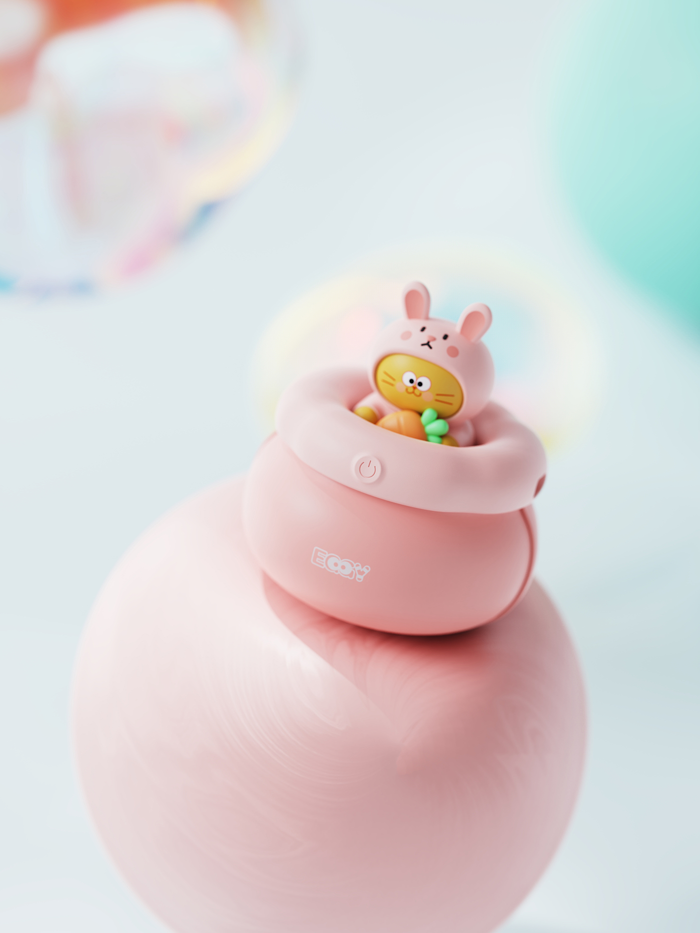 The Year of the Rabbit，Hand warmer，portable source，Egg yolk cat，product design，3D rendering，