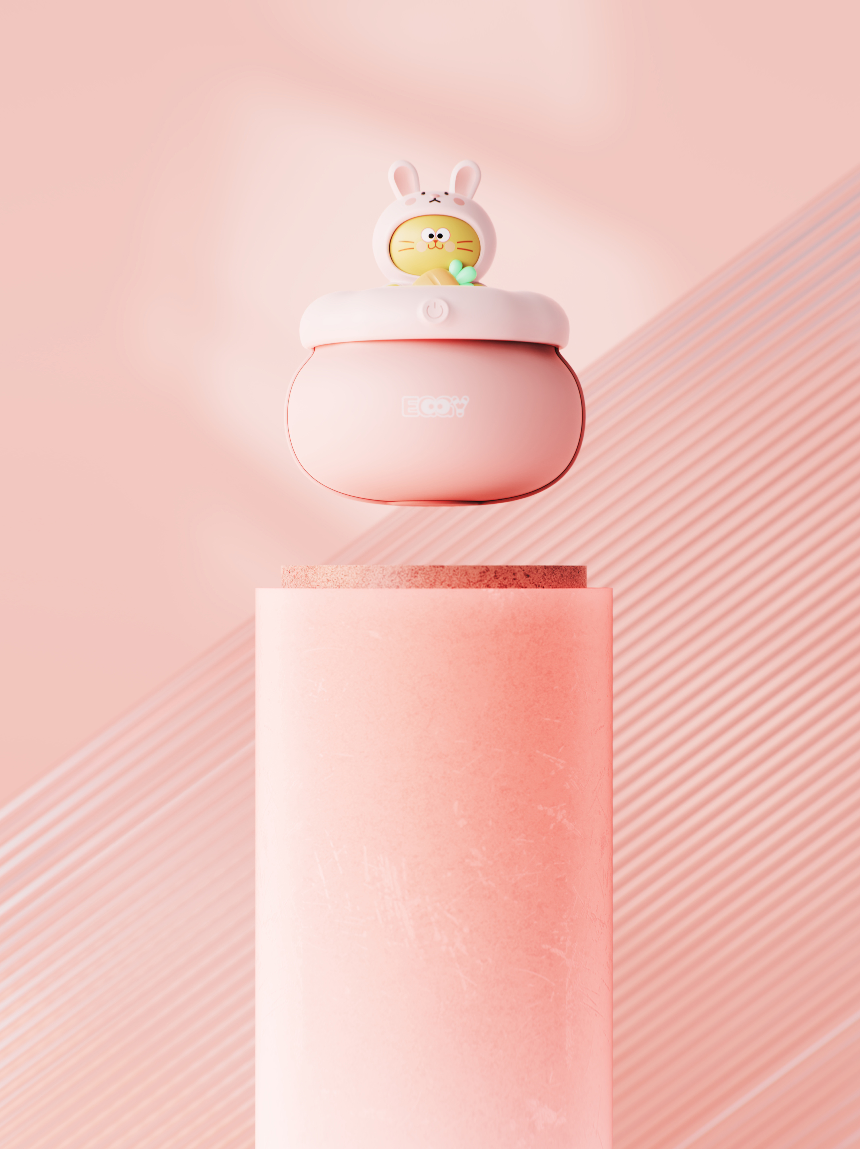 The Year of the Rabbit，Hand warmer，portable source，Egg yolk cat，product design，3D rendering，