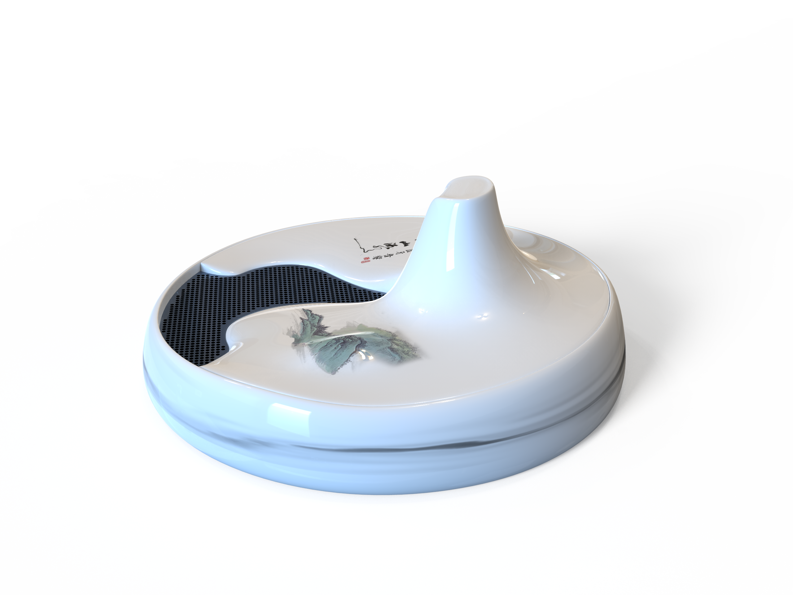 High mountains and flowing water，Idiom Wen Chuang，ceramics，Chinese style，Ink and wash，artistic conception，sound，National tide，