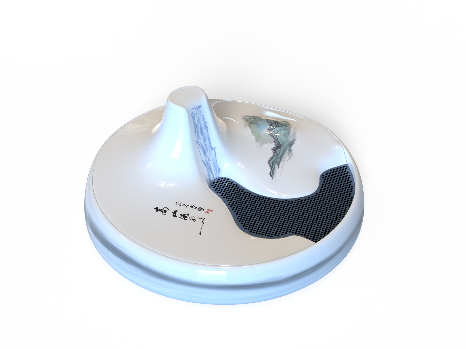 High mountains and flowing water，Idiom Wen Chuang，ceramics，Chinese style，Ink and wash，artistic conception，sound，National tide，