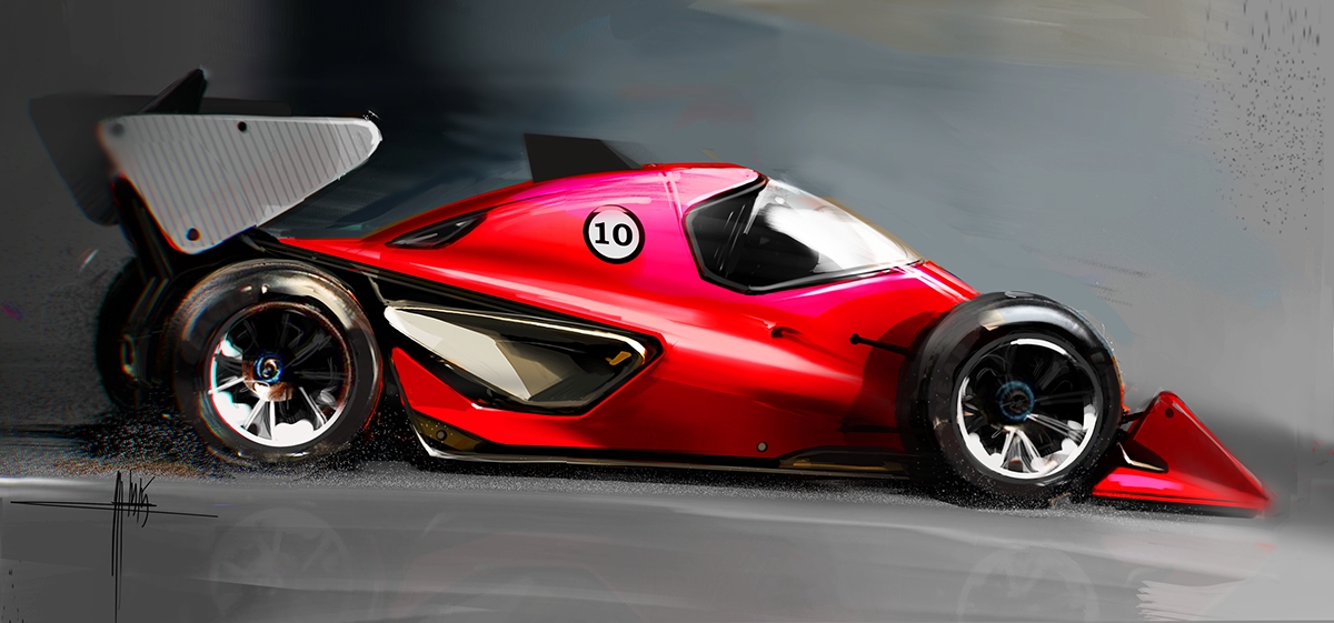 Hand drawn，painting，ps，Ubee ，automobile，racing，