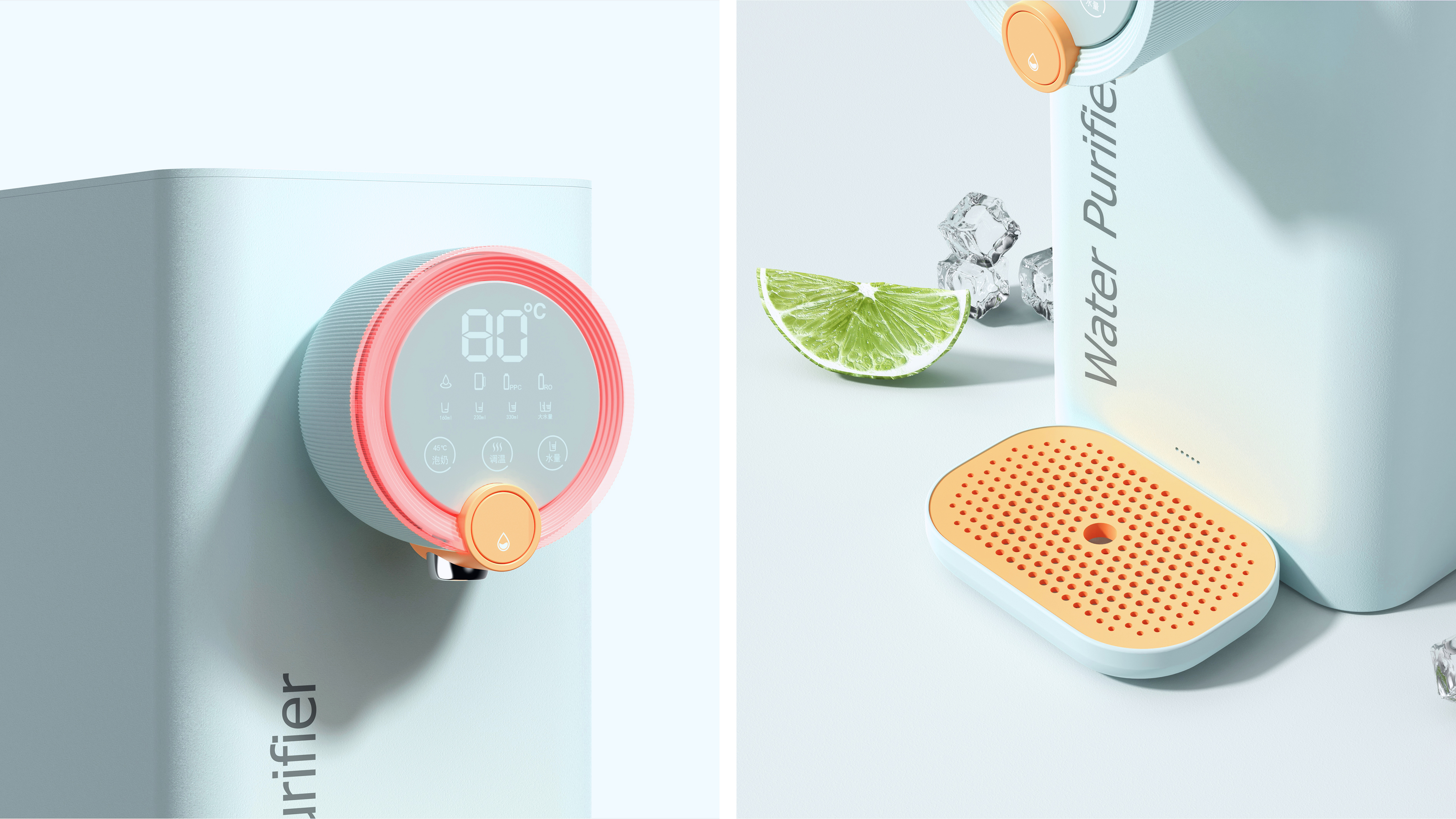 household electrical appliances，Water purifier，Instant hot water dispenser，Instant drinking machine，OR reverse osmosis water purifier，Kitchen appliances，industrial design，