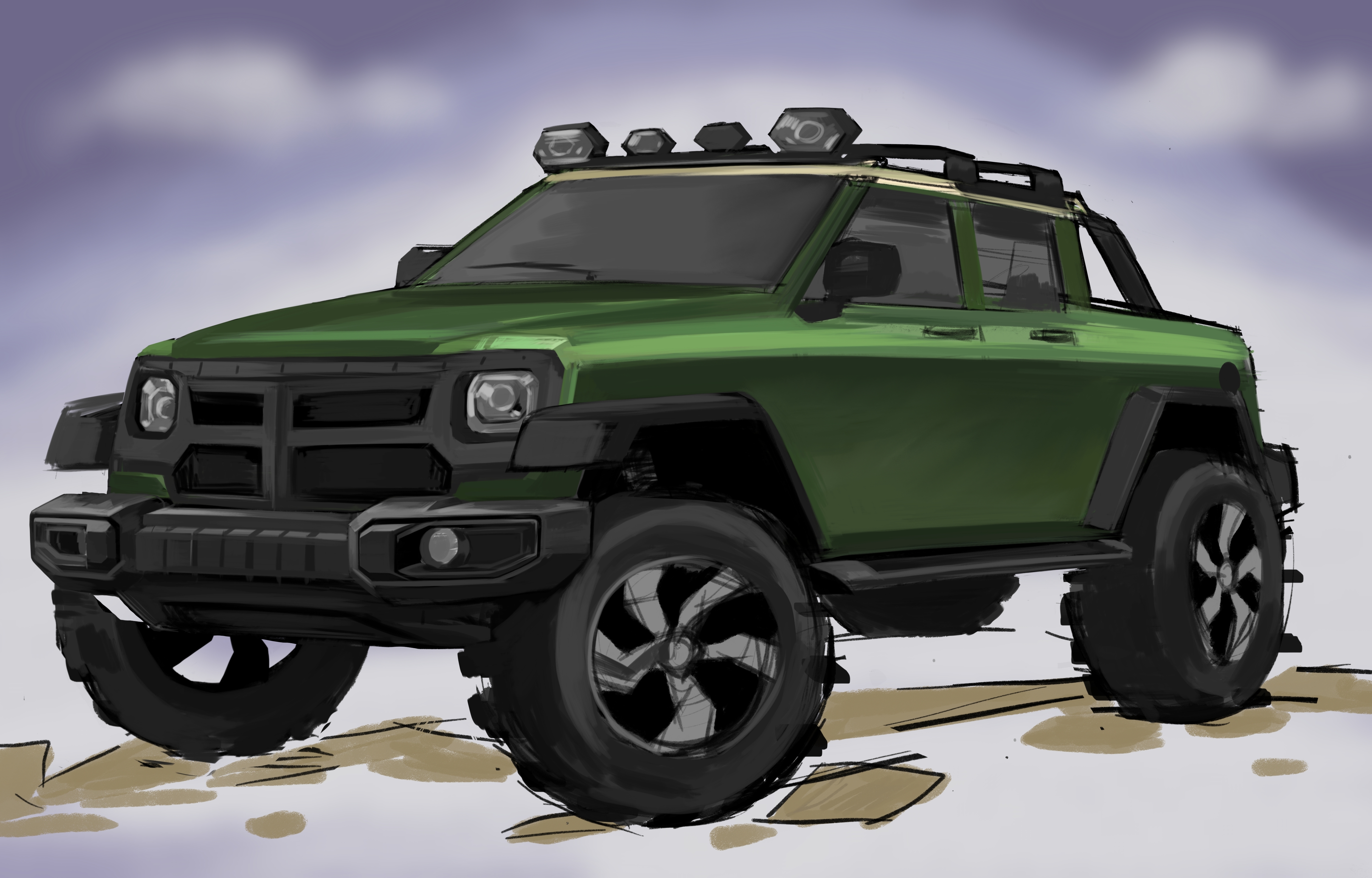 Hand-painted off-road vehicle，