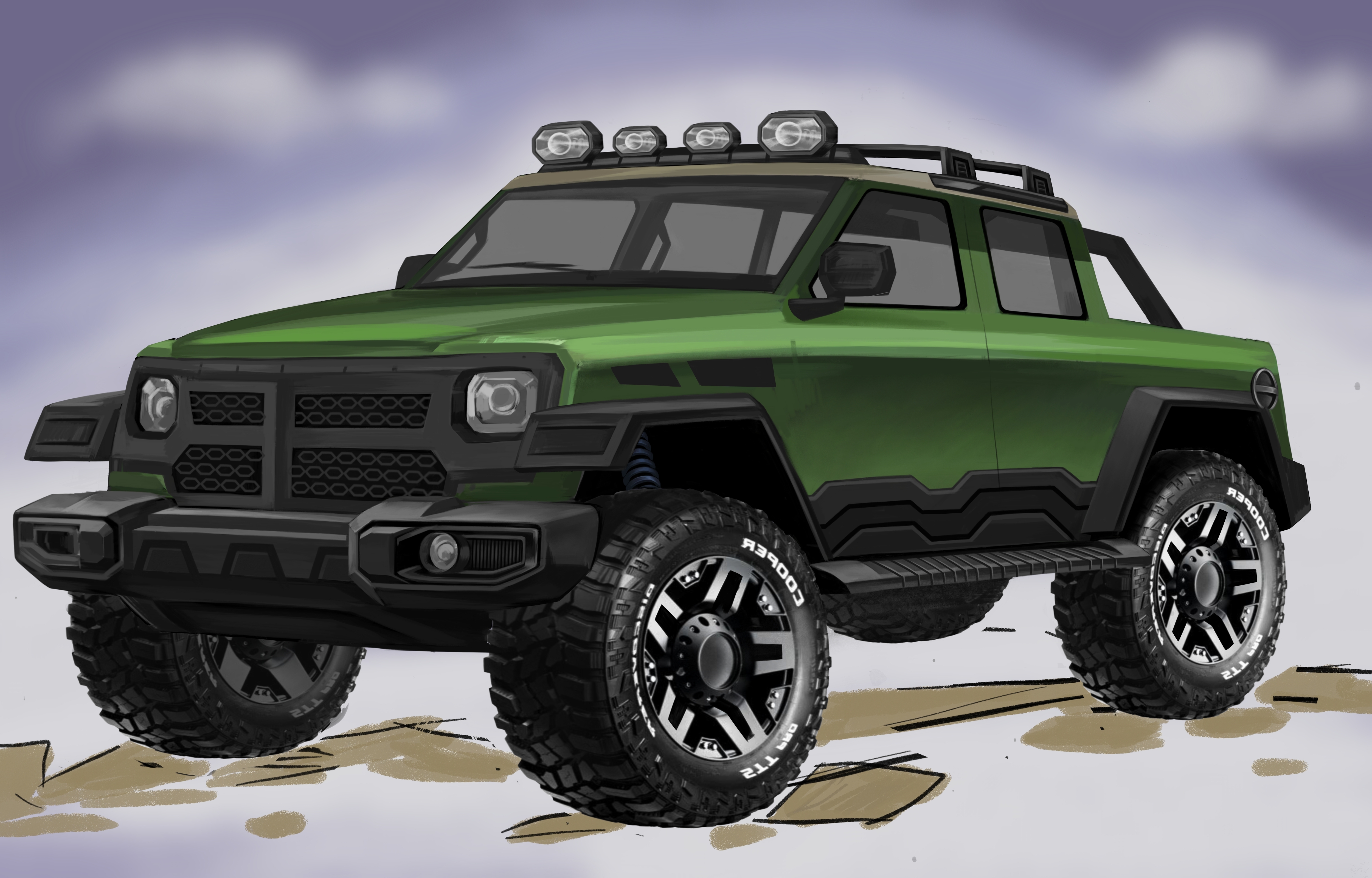 Hand-painted off-road vehicle，