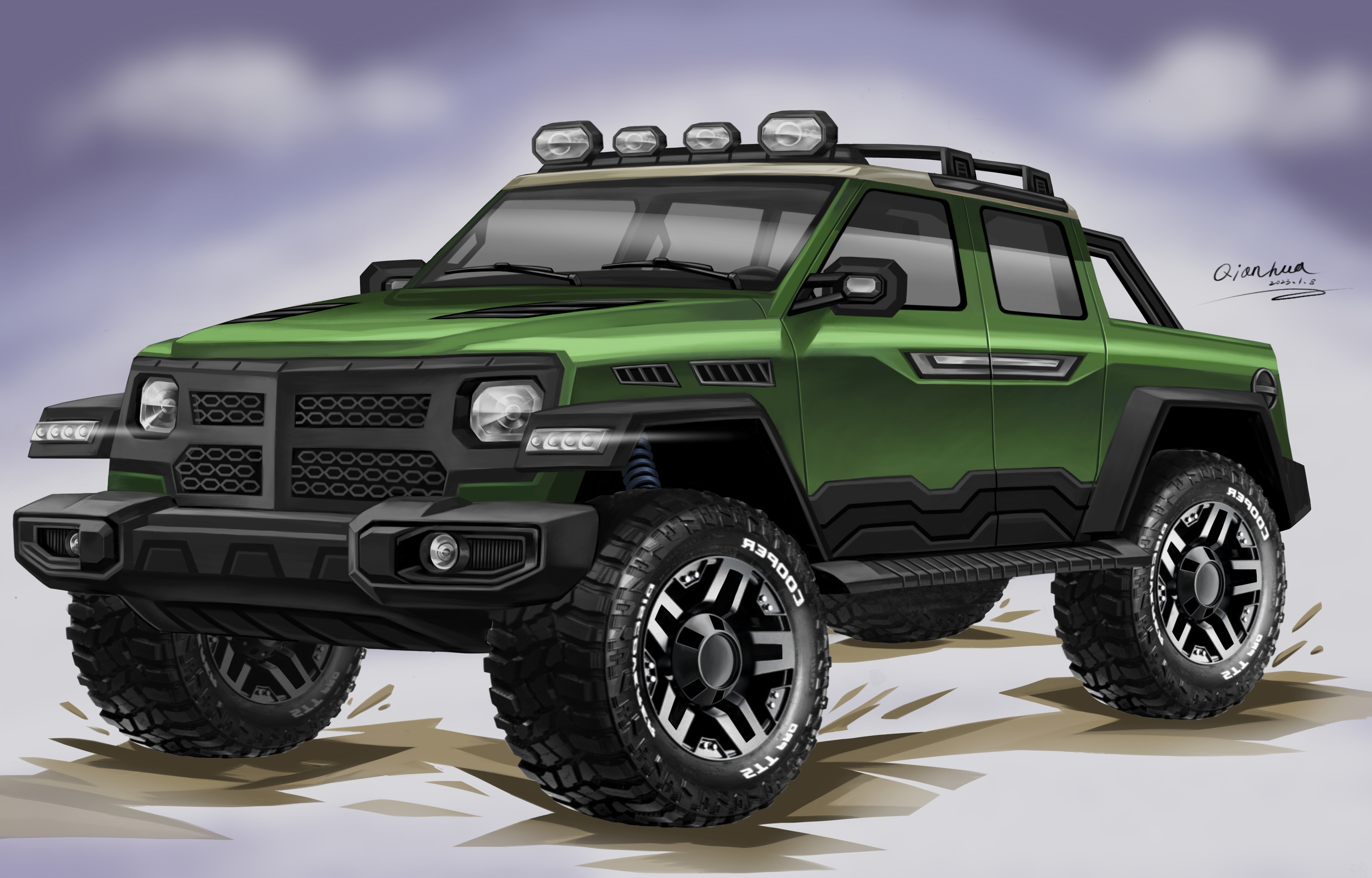 Hand-painted off-road vehicle，