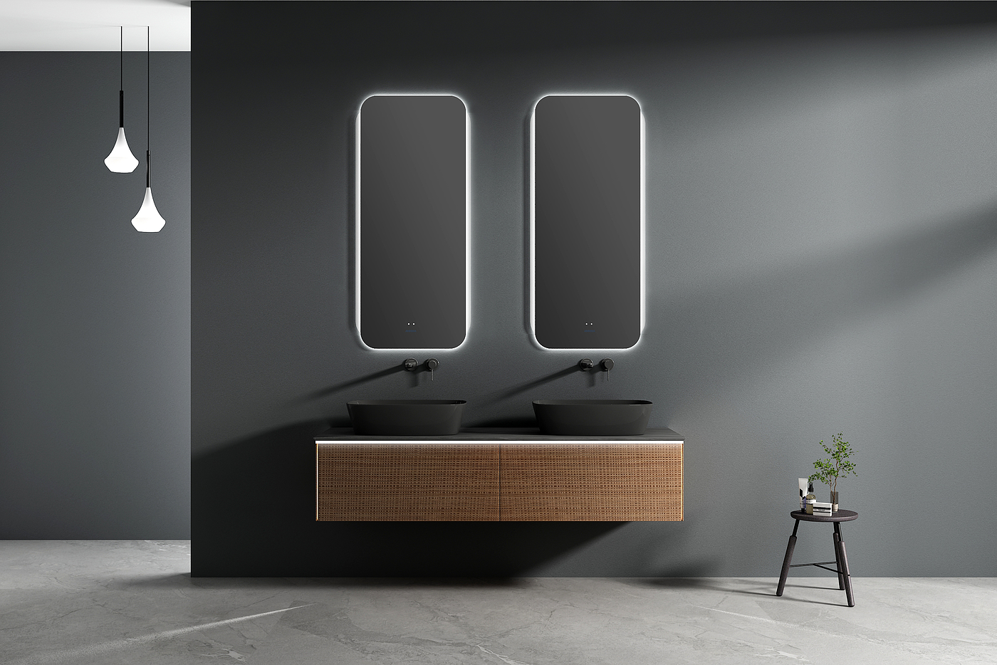 Atmosphere lighting, concave-convex texture panel, wall faucet，