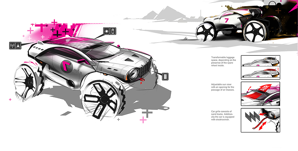 DAKAR，cross-country，automobile，Hand drawn，
