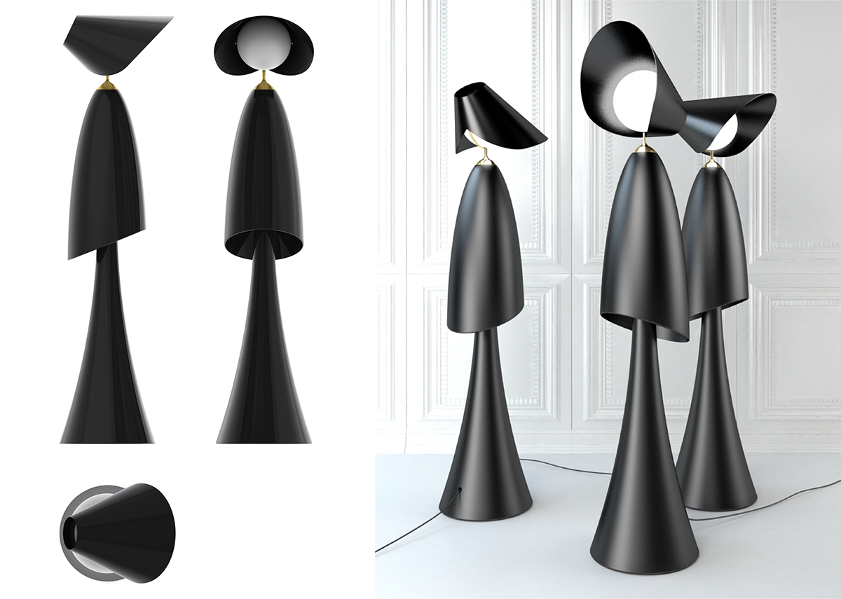 lamp，Floor lighting，Ancilla，black，red，white，