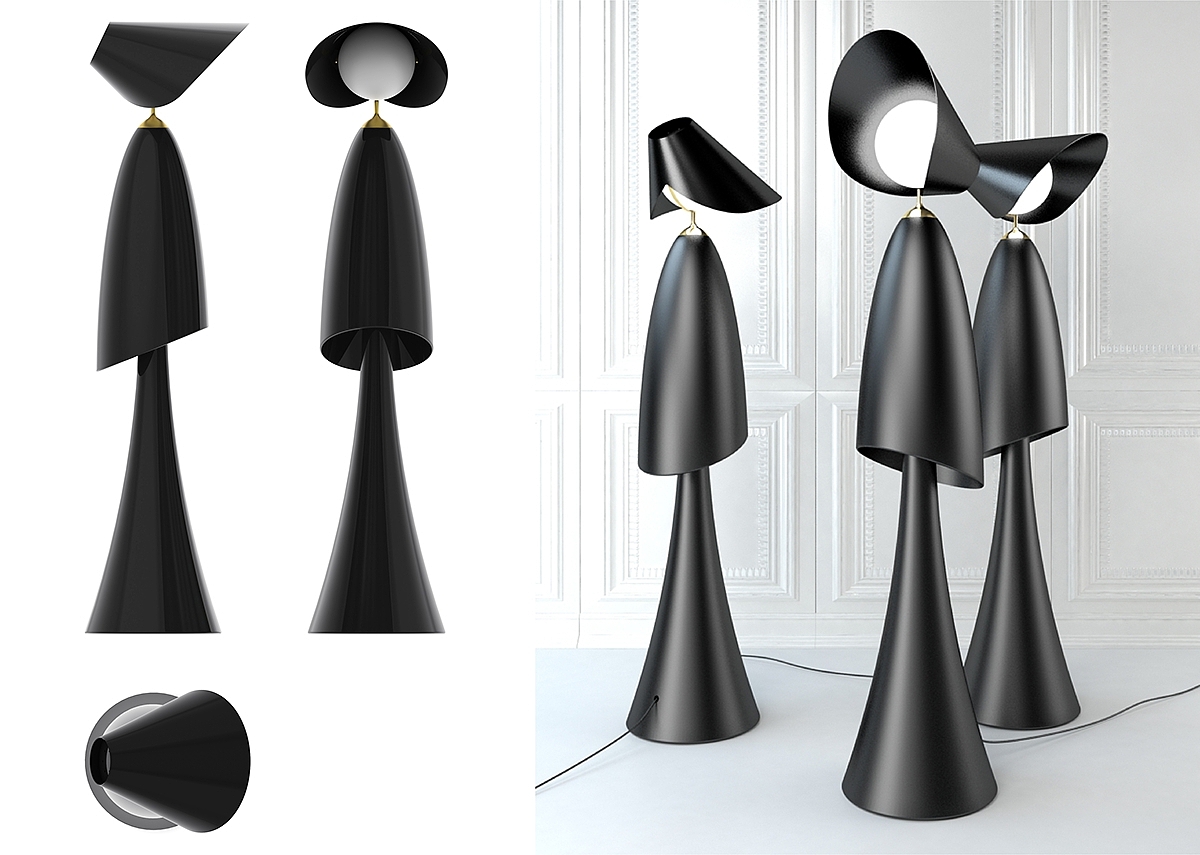 lamp，Floor lighting，Ancilla，black，red，white，