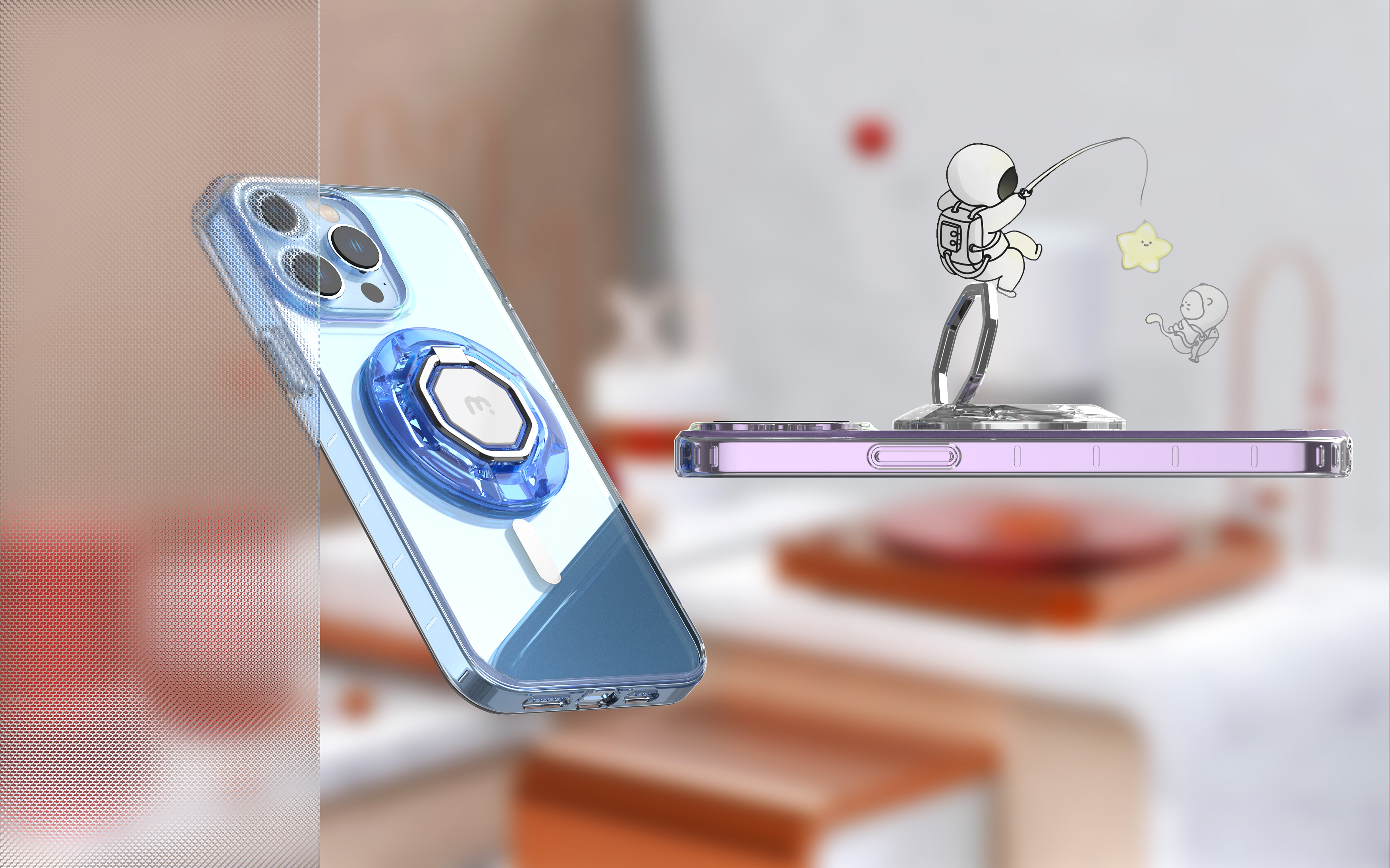 Magnetic support, Magsafe, transparent, crystal，