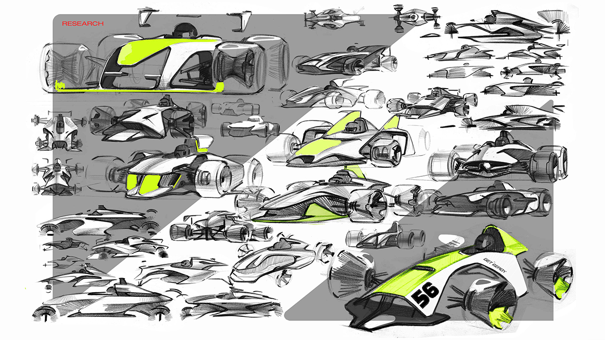 Honda F2，Lizard，Hand drawn，vehicle，