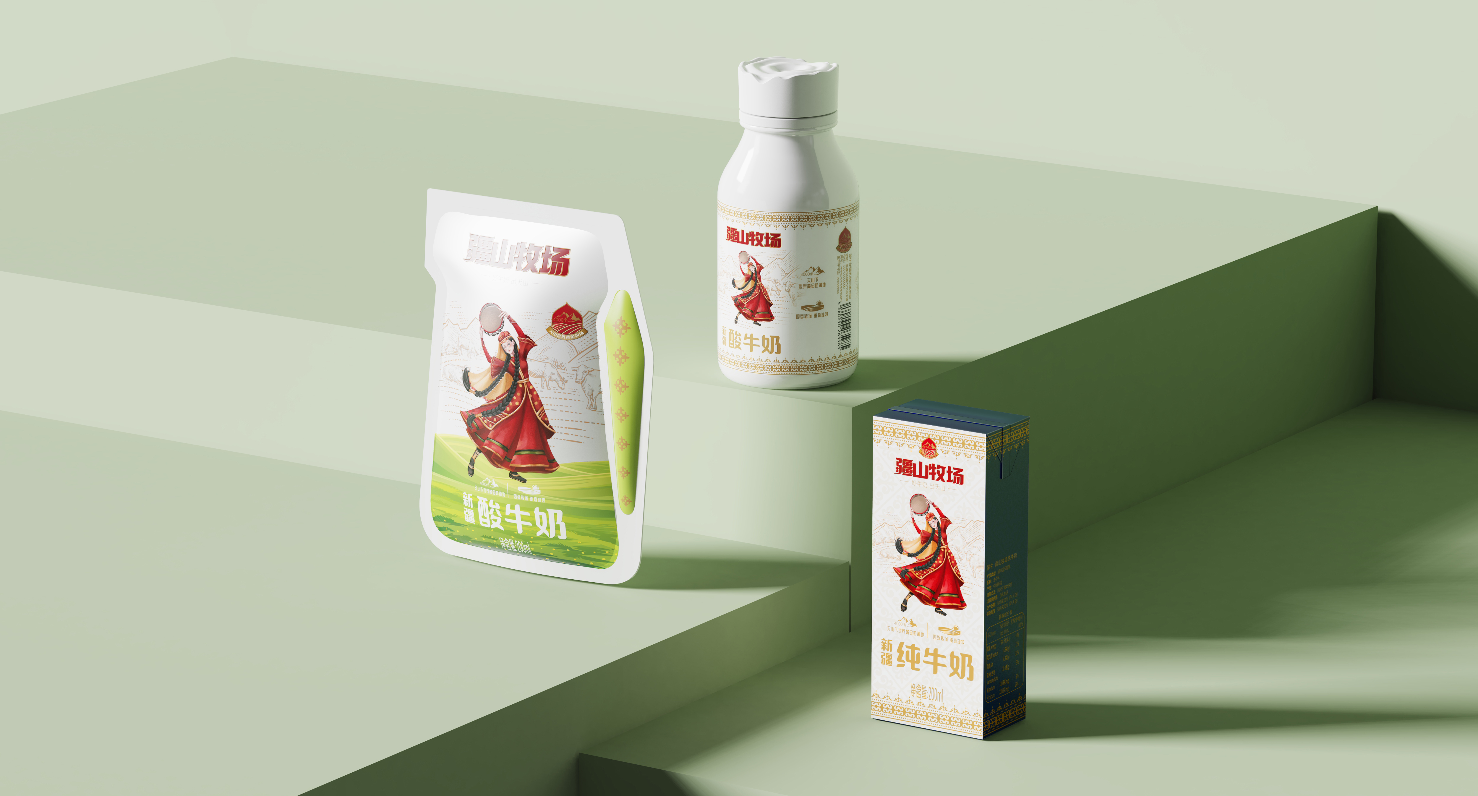 Xinjiang milk，Xinjiang milk，IP Design，IP Design，Milk packaging，Milk packaging，Xinjiang specialty，Xinjiang specialty，Kazakh，Kazakh，Milk design，Milk design，Brand design，Brand design，Cultural creation，Cultural creation，