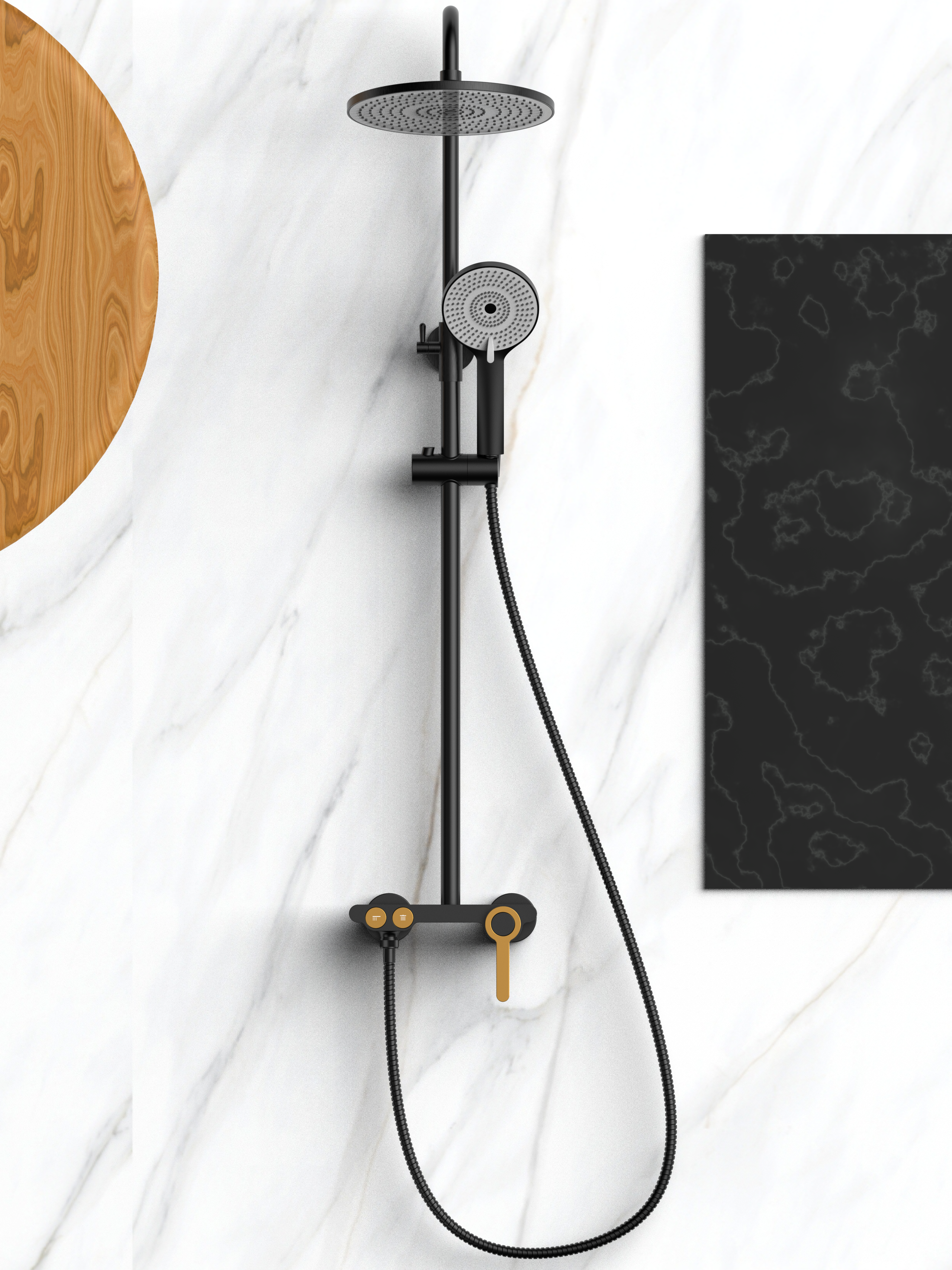 Minimal elements add unique style to bathroom space.，