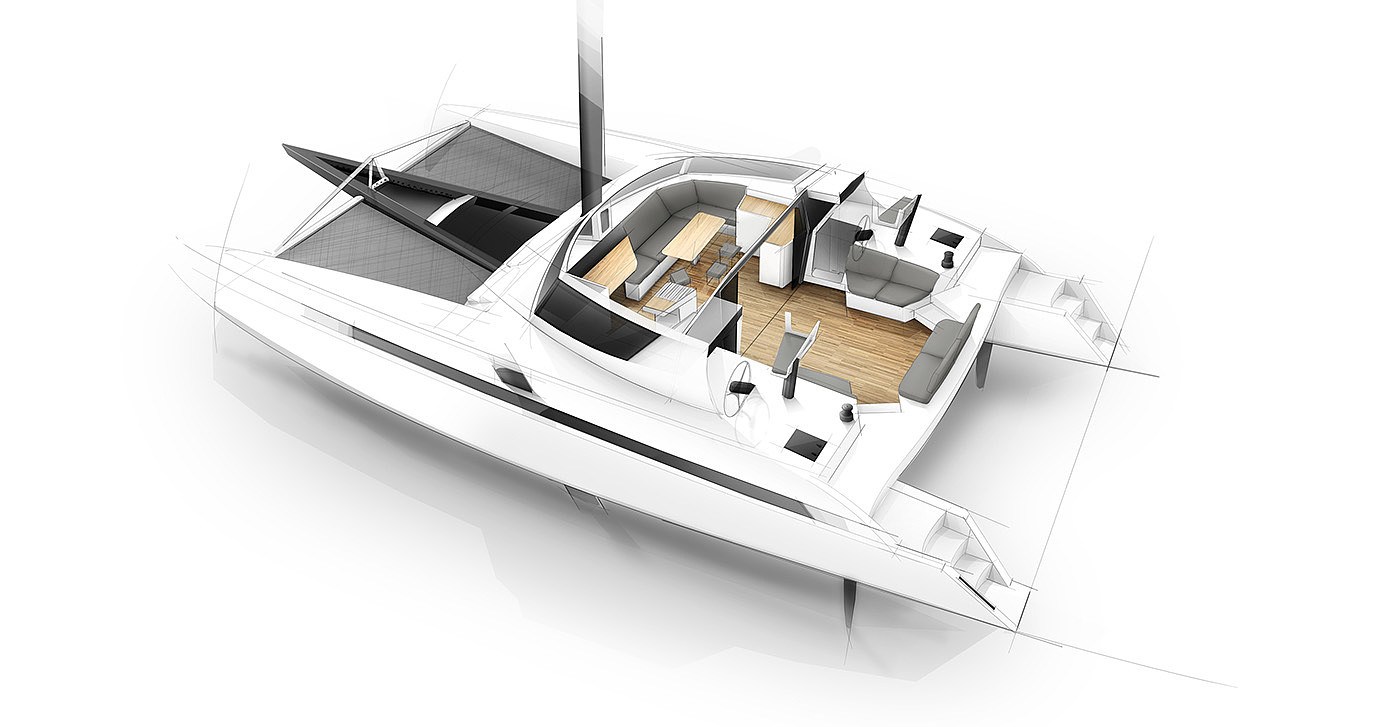 a ship，yacht，sketch，industrial design，Interior，