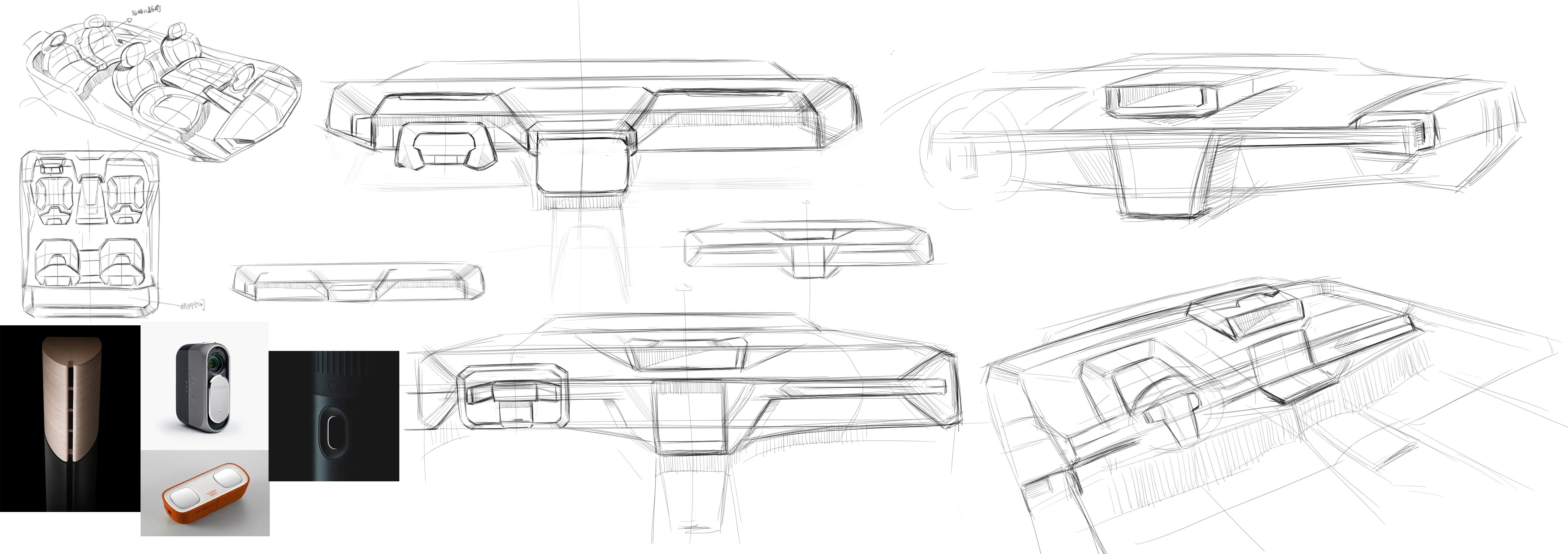 Automobile design，industrial design，Two-bit rendering，Automobile exterior decoration design，Hand drawn，product design，