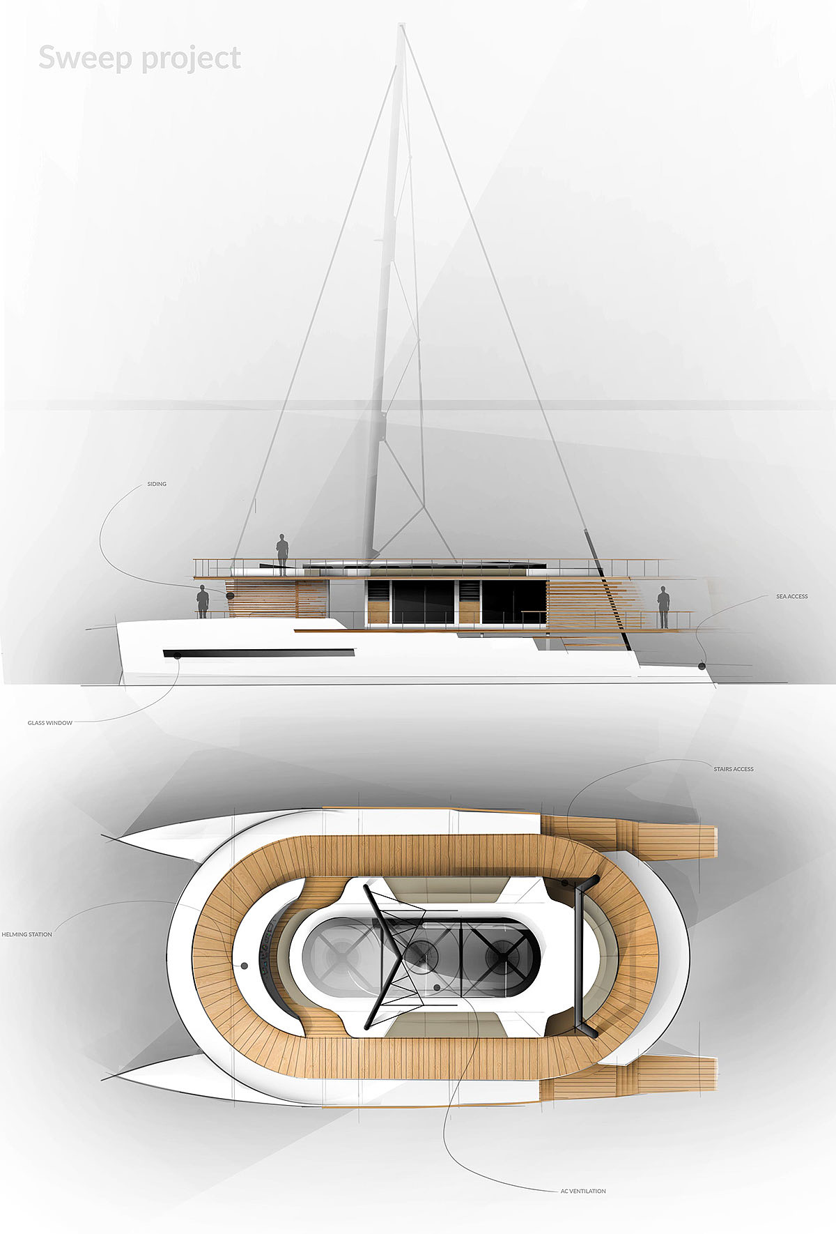 a ship，yacht，sketch，industrial design，Interior，