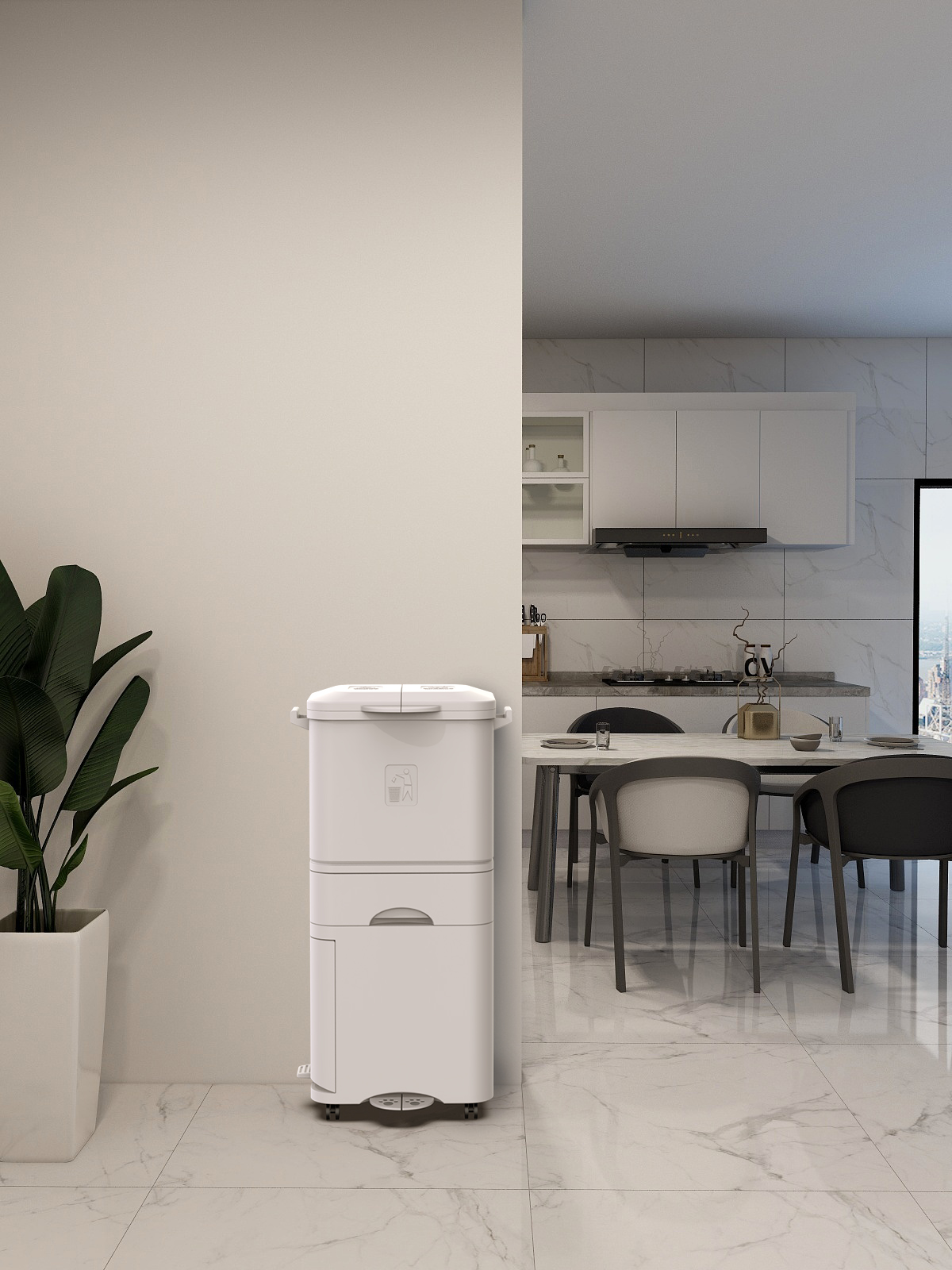 Kitchen, sanitation, garbage can, multi-function，