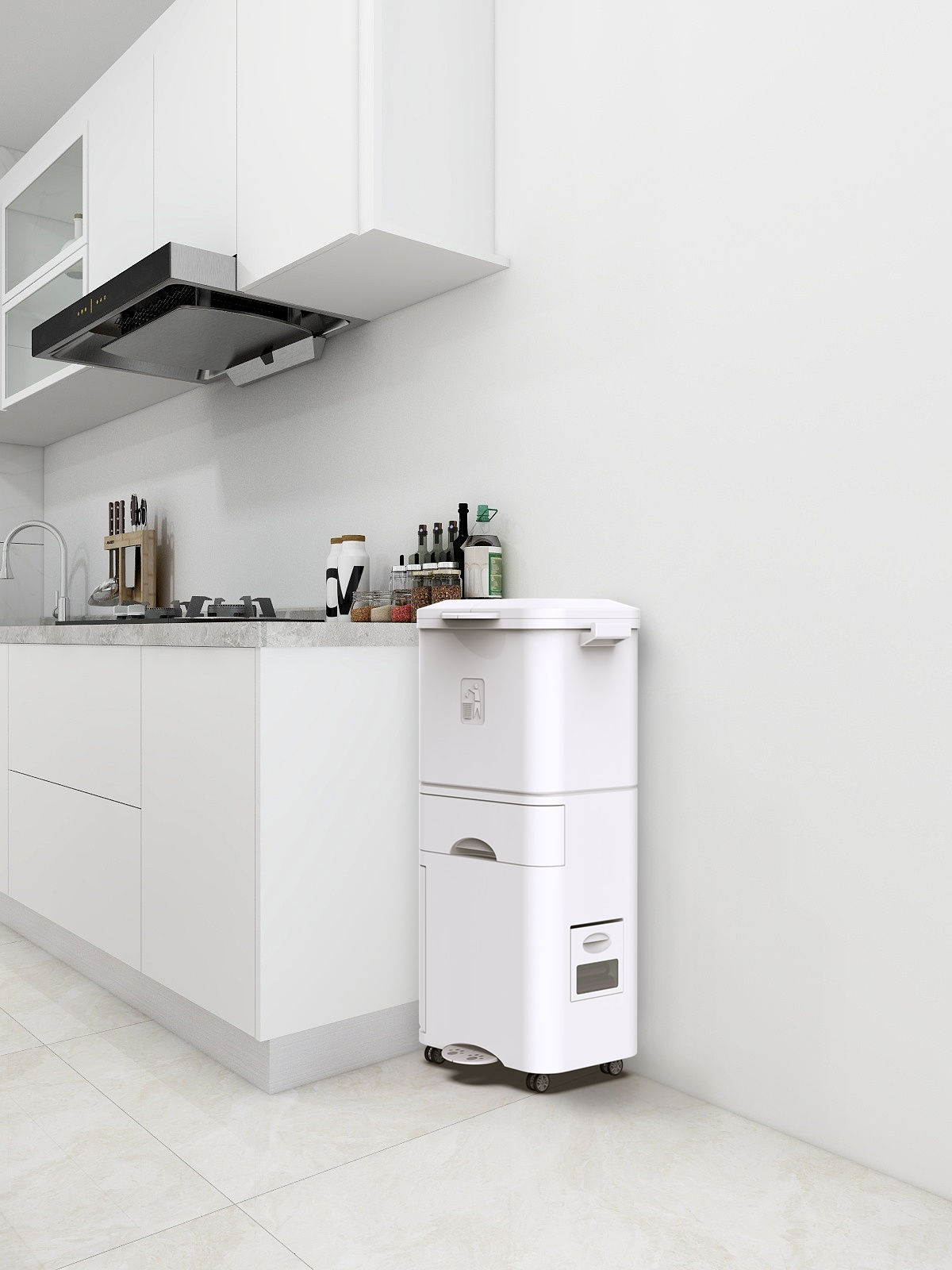 Kitchen, sanitation, garbage can, multi-function，