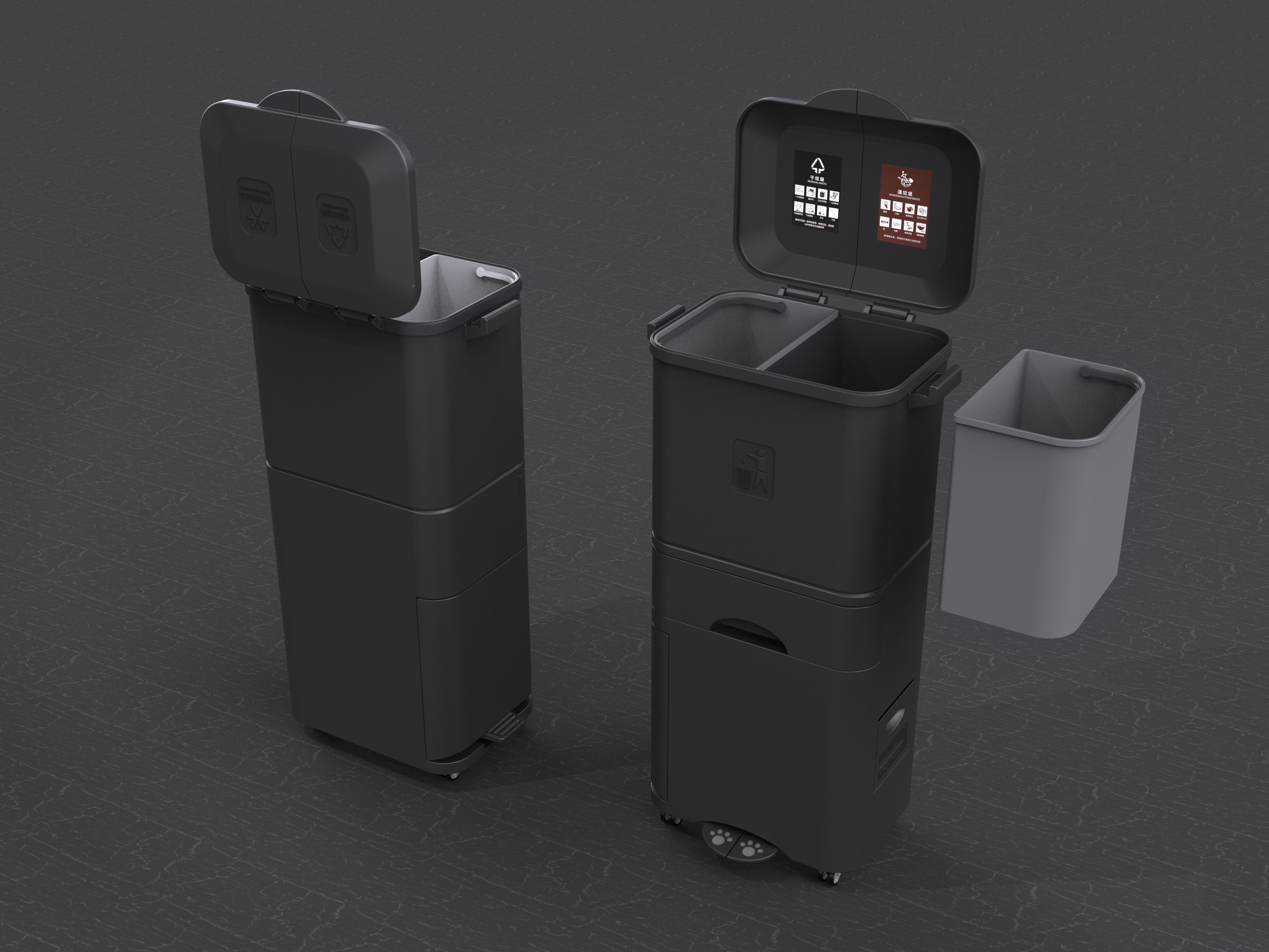 Kitchen, sanitation, garbage can, multi-function，