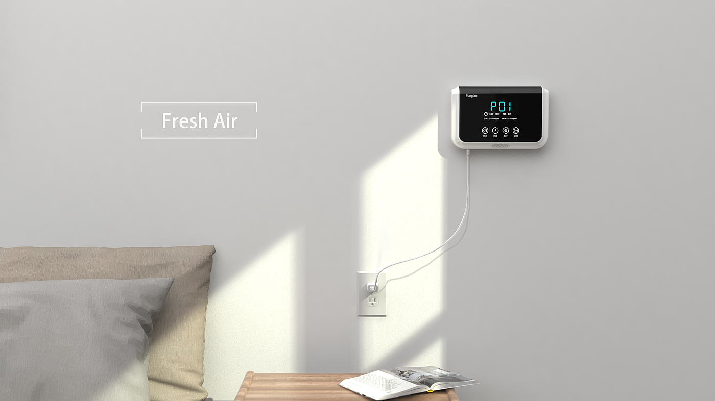 Wall-mounted deodorization purifier，Air purification，product design，