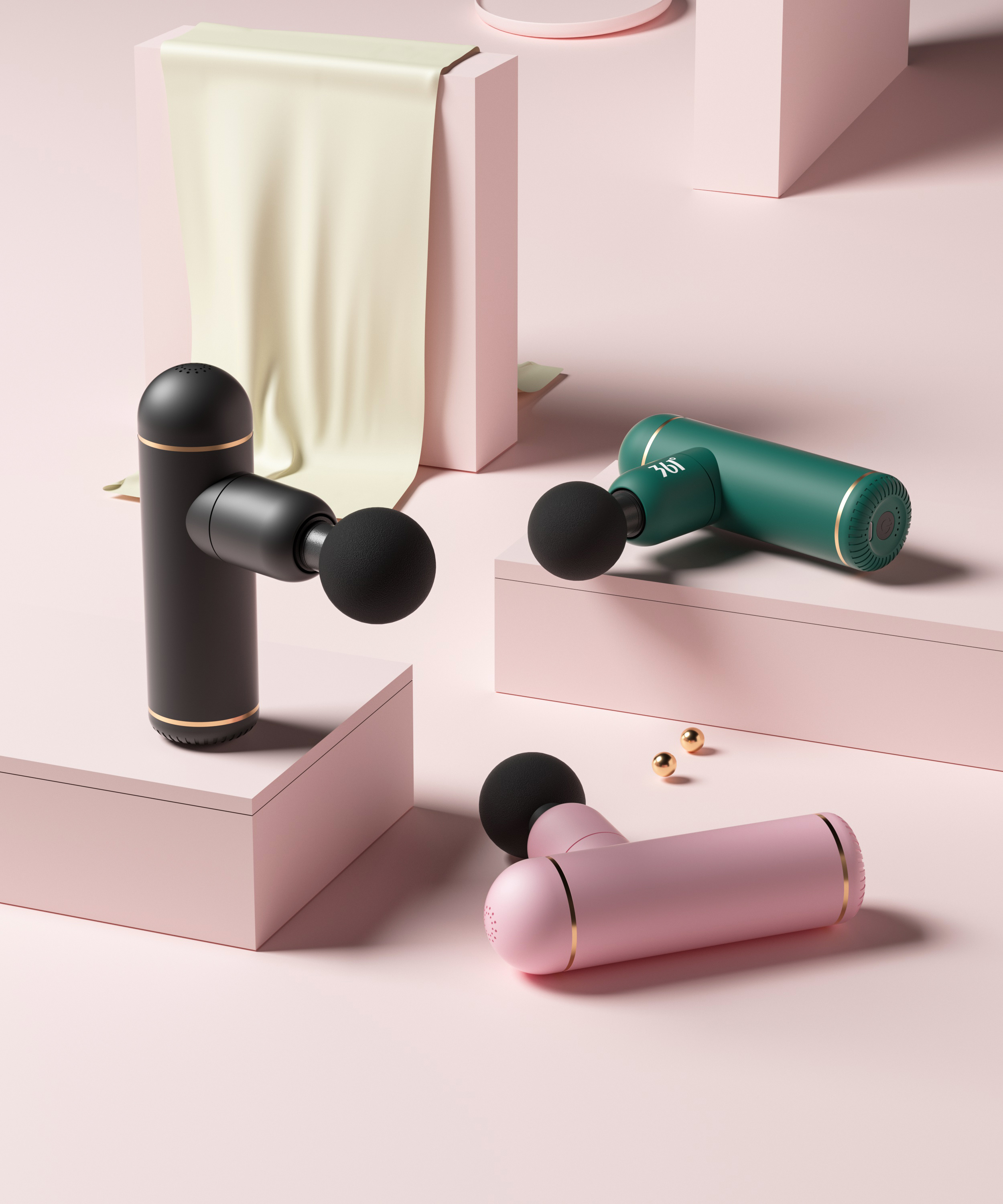 c4d，oc，3D modeling，3D modeling，Product modeling，Product rendering，Fascia gun，online retailers，