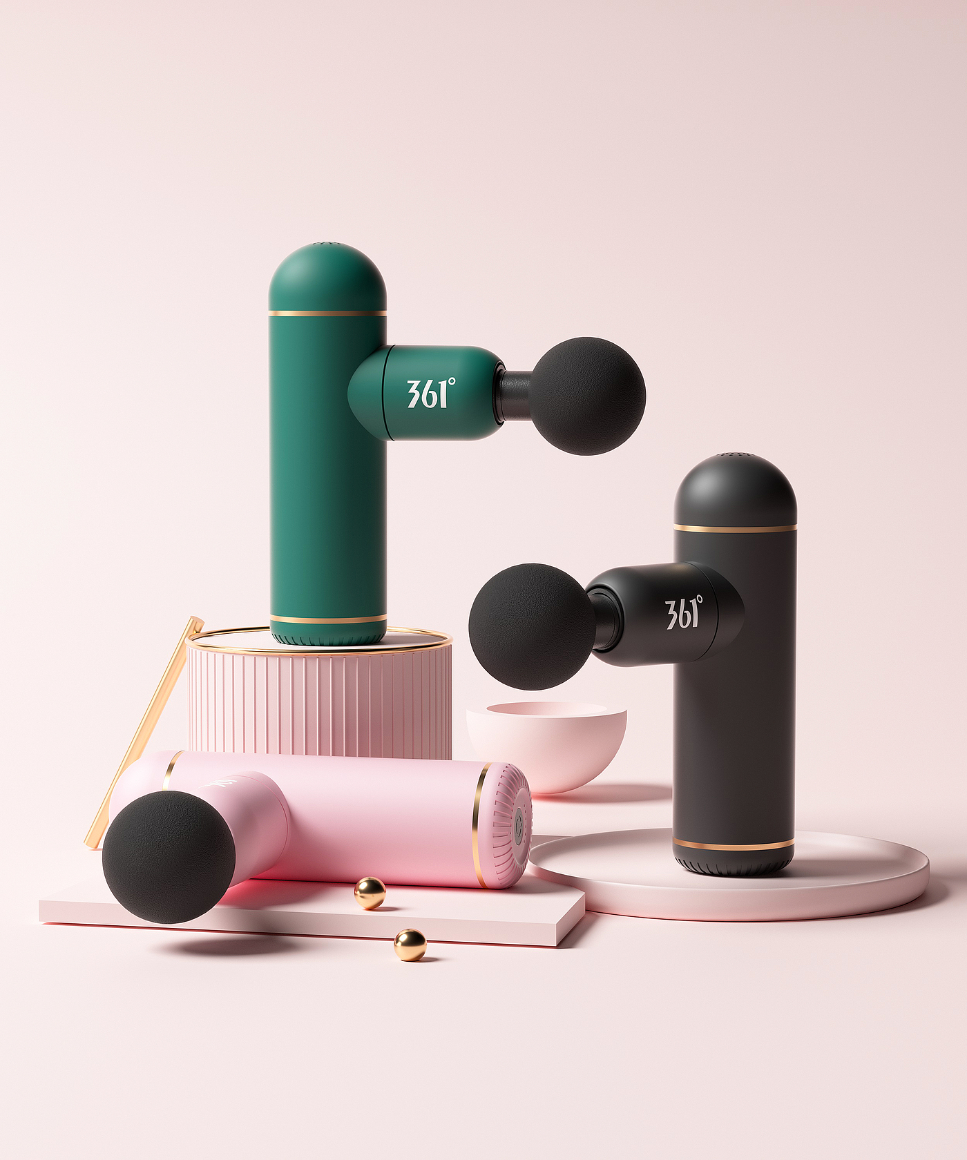 c4d，oc，3D modeling，3D modeling，Product modeling，Product rendering，Fascia gun，online retailers，