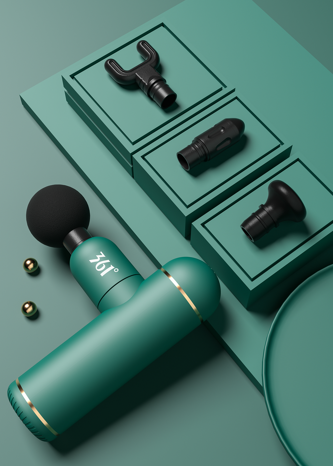 c4d，oc，3D modeling，3D modeling，Product modeling，Product rendering，Fascia gun，online retailers，