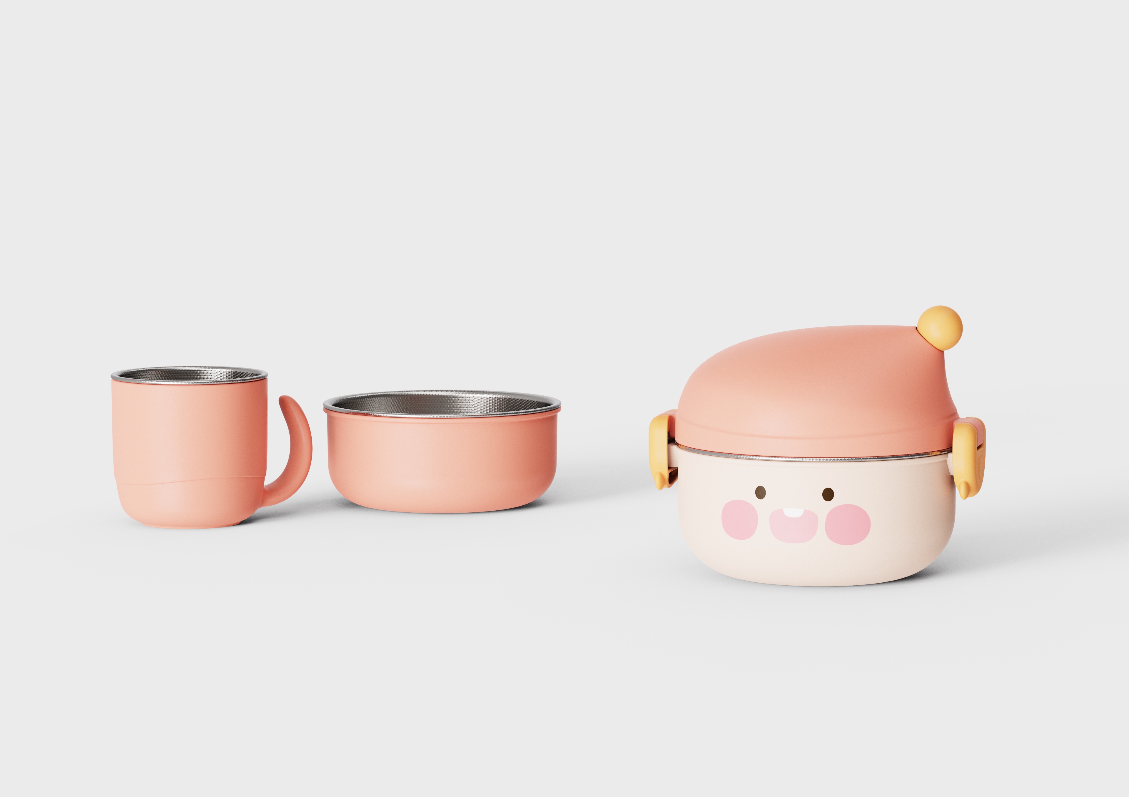 Child mother and baby，Lunch box，