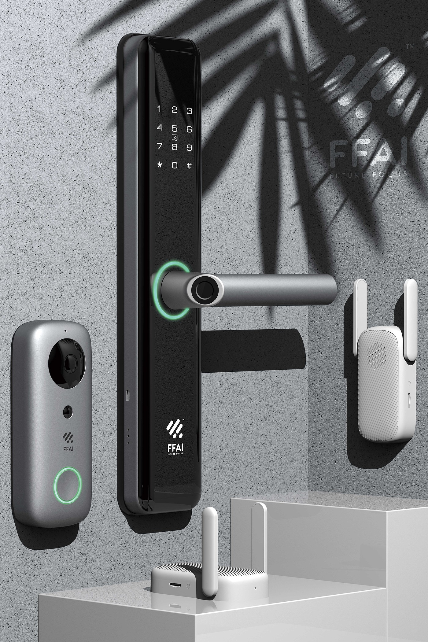 Intelligent lock，Door lock，Appearance design of intelligent lock，industrial design，product design，Intelligent door lock，