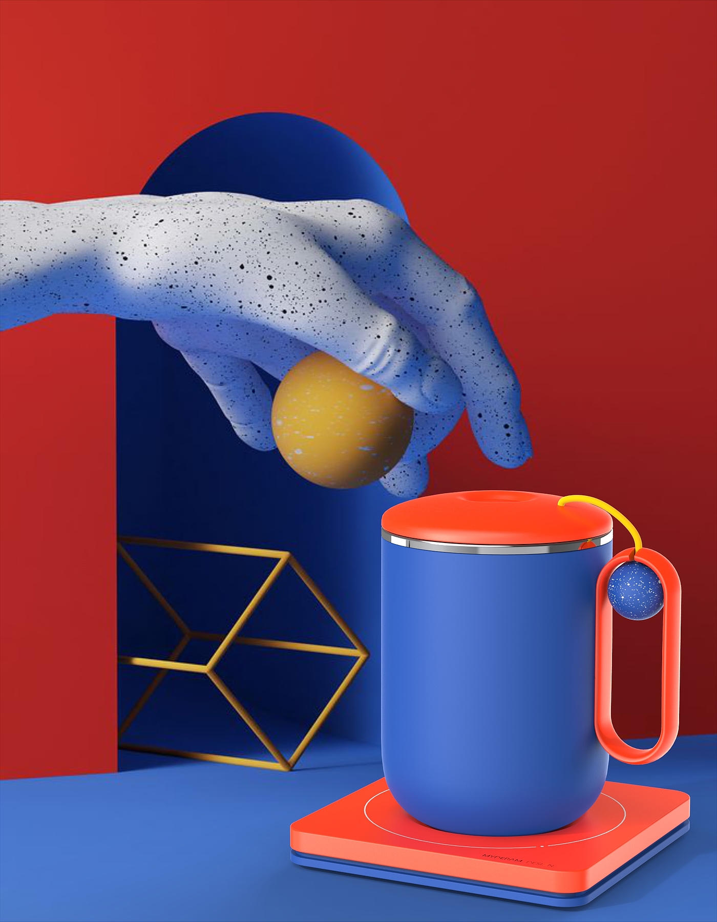 Charging thermos cup，Thermos cup design，Smart home，product design，Appearance design，