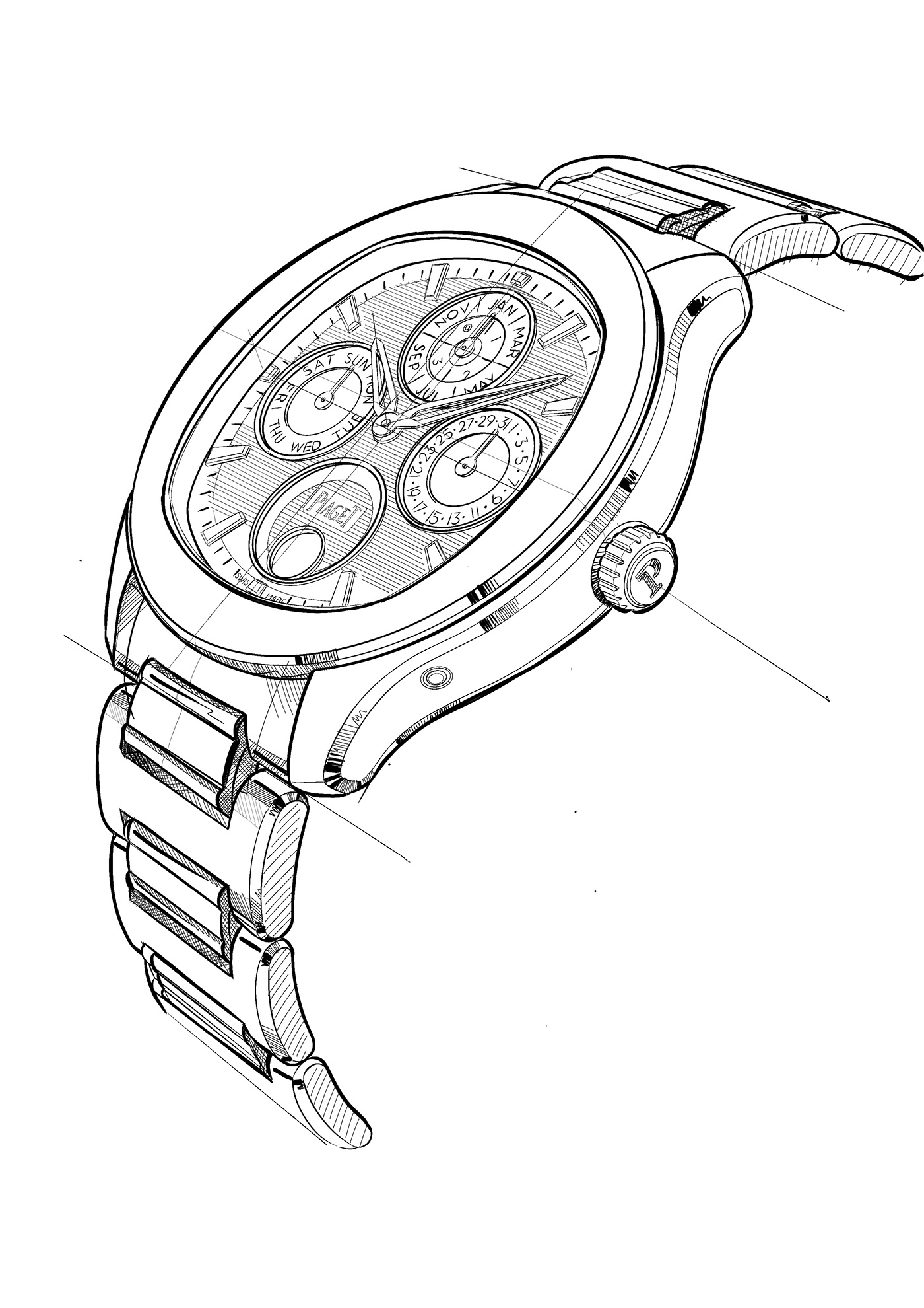 Wrist watch，Watch design，Design and development，sketch，product design，Piaget，Earl，