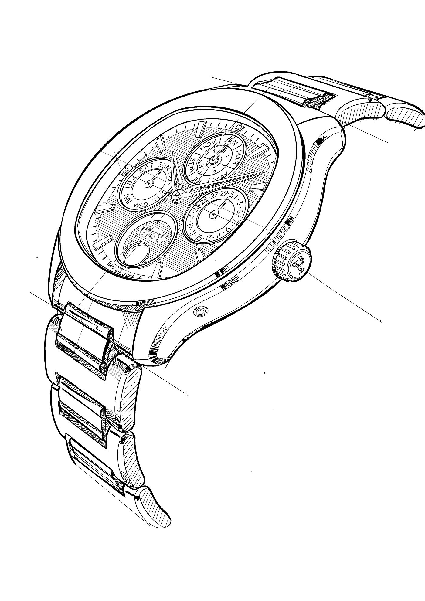 Wrist watch，Watch design，Design and development，sketch，product design，Piaget，Earl，