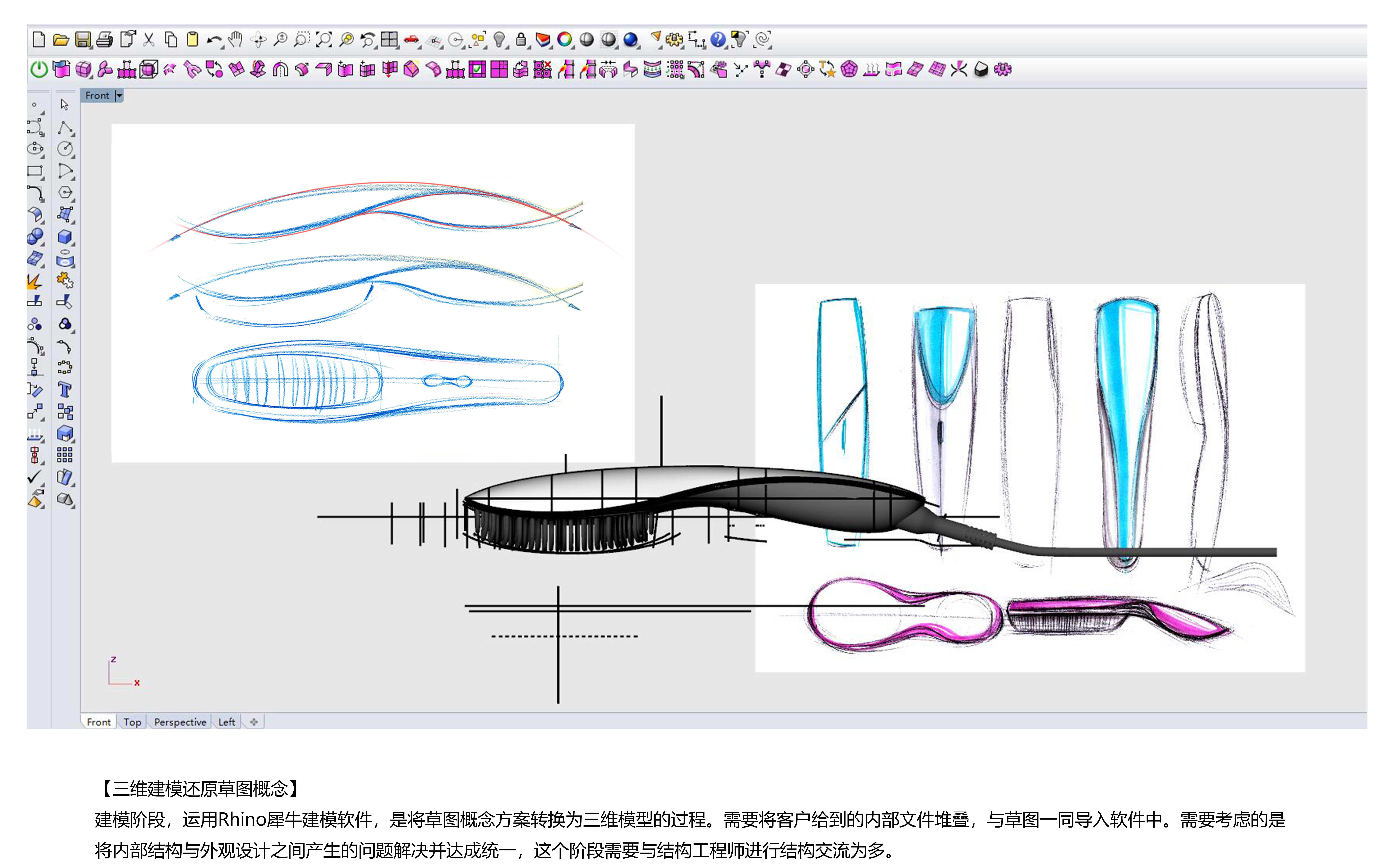 Hand-painted Expression of Industrial Design，Straight hair comb design，Personal protective equipment，Industrial design case，Industrial design process，Product design and development，Industrial Design Actual Combat Project，Collection of industrial design works，