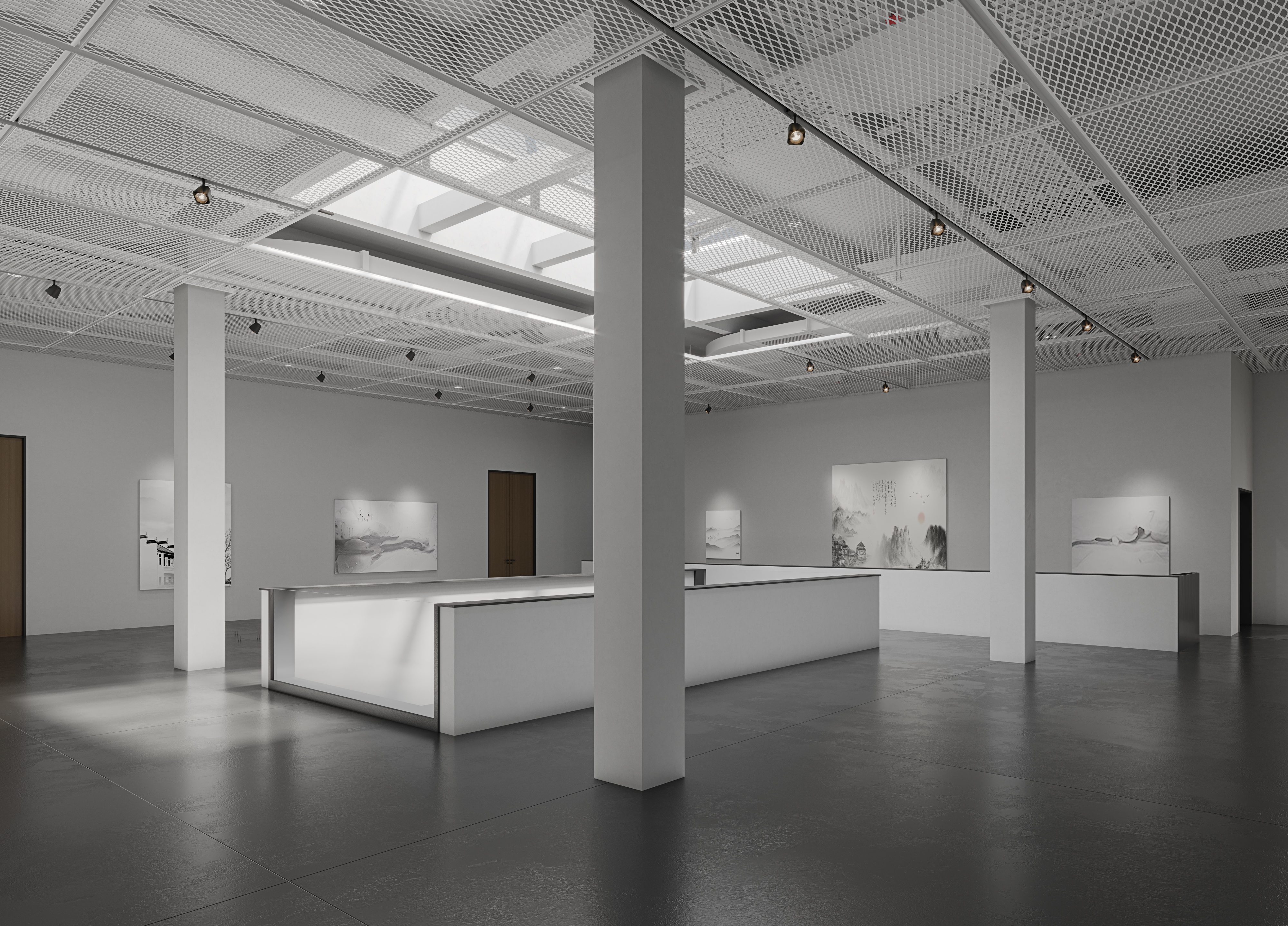 Simple black and white studio renderings，