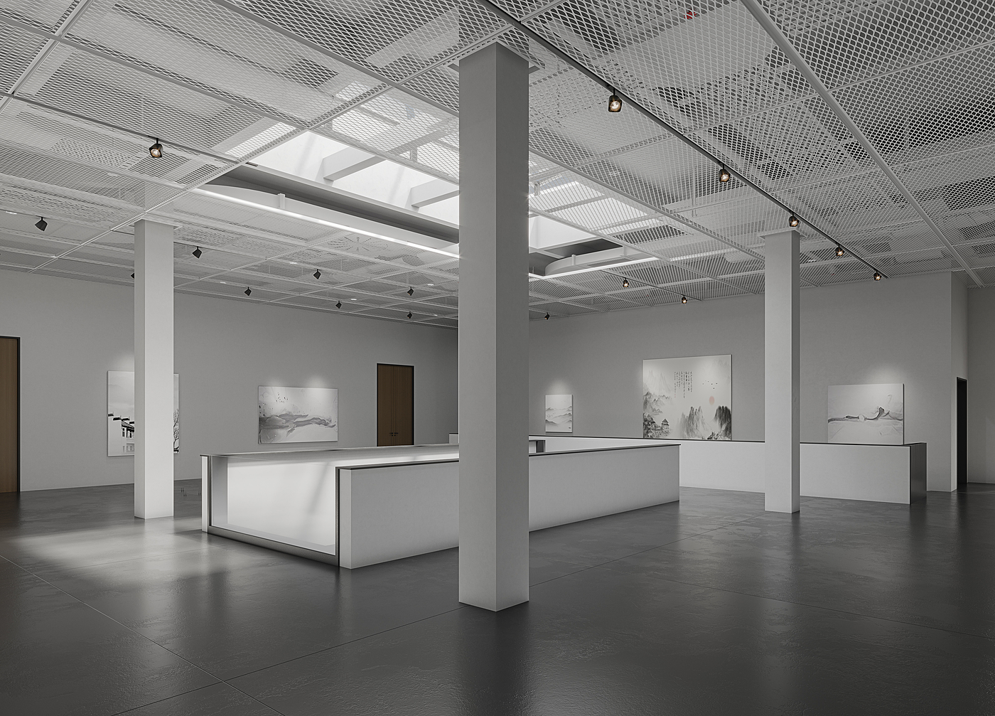 Simple black and white studio renderings，